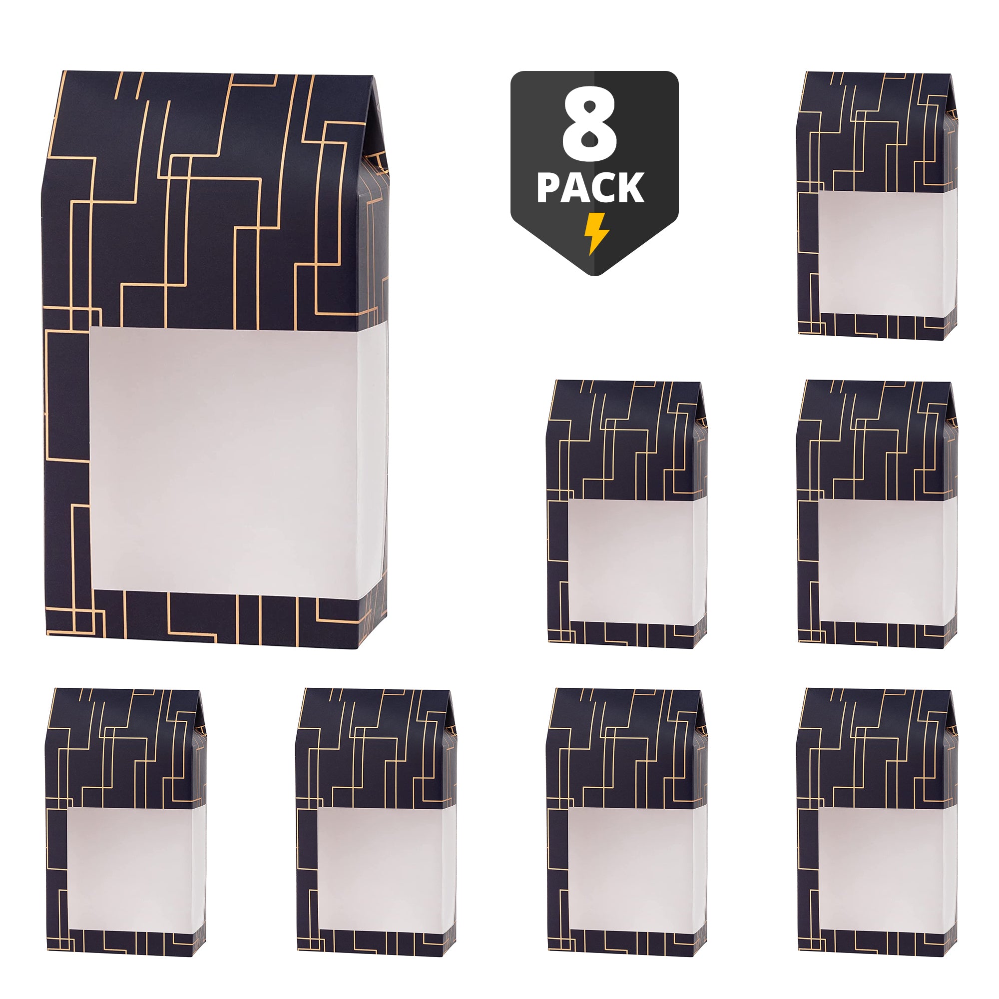 Blue Gift Boxes 8 Pack Tall Paper Boxes With Window 9X5X2.5