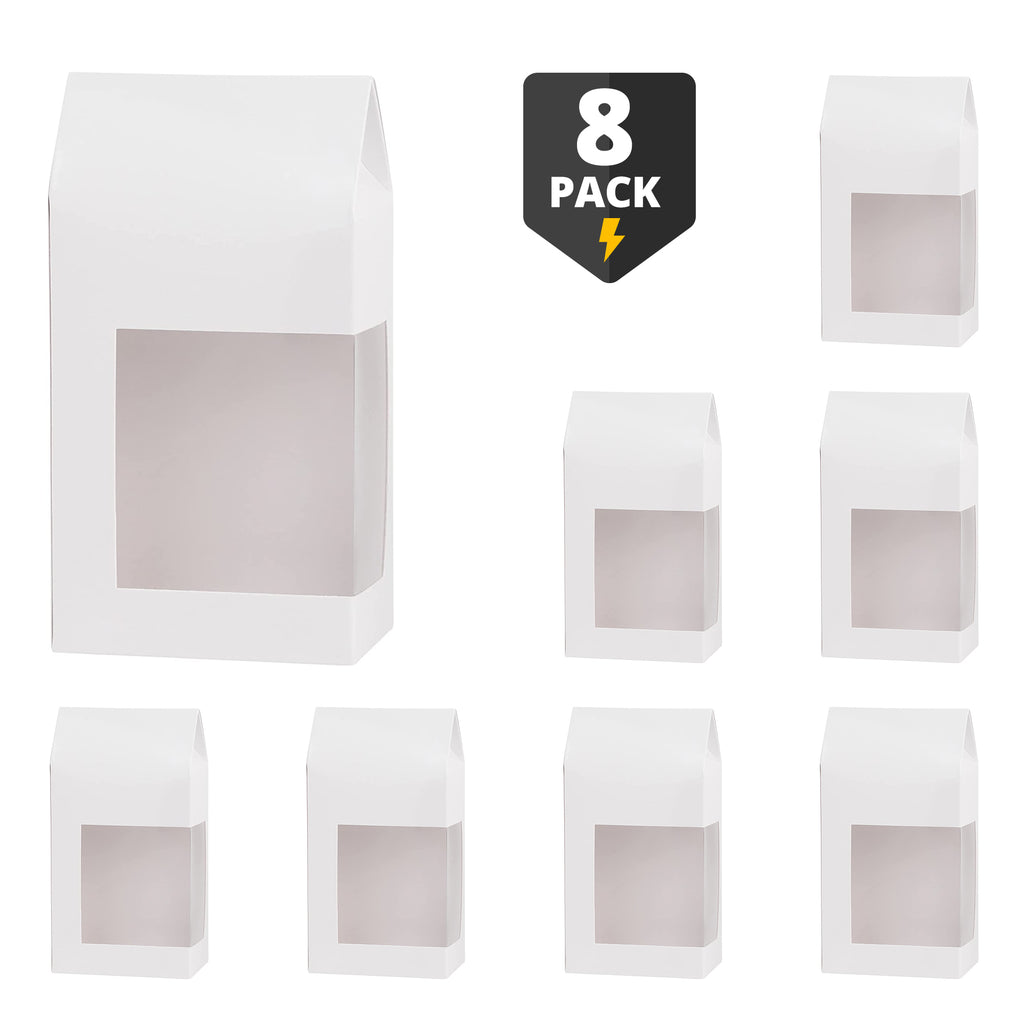 Tall Paper Boxes With Window White 6.75X3.5X2 Gift Boxes 8 Pack