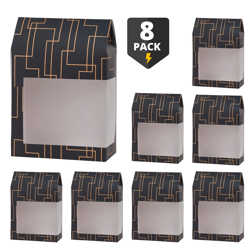 Tall Paper Boxes With Window Gray 8X5.5X2.5 Gift Boxes 8 Pack