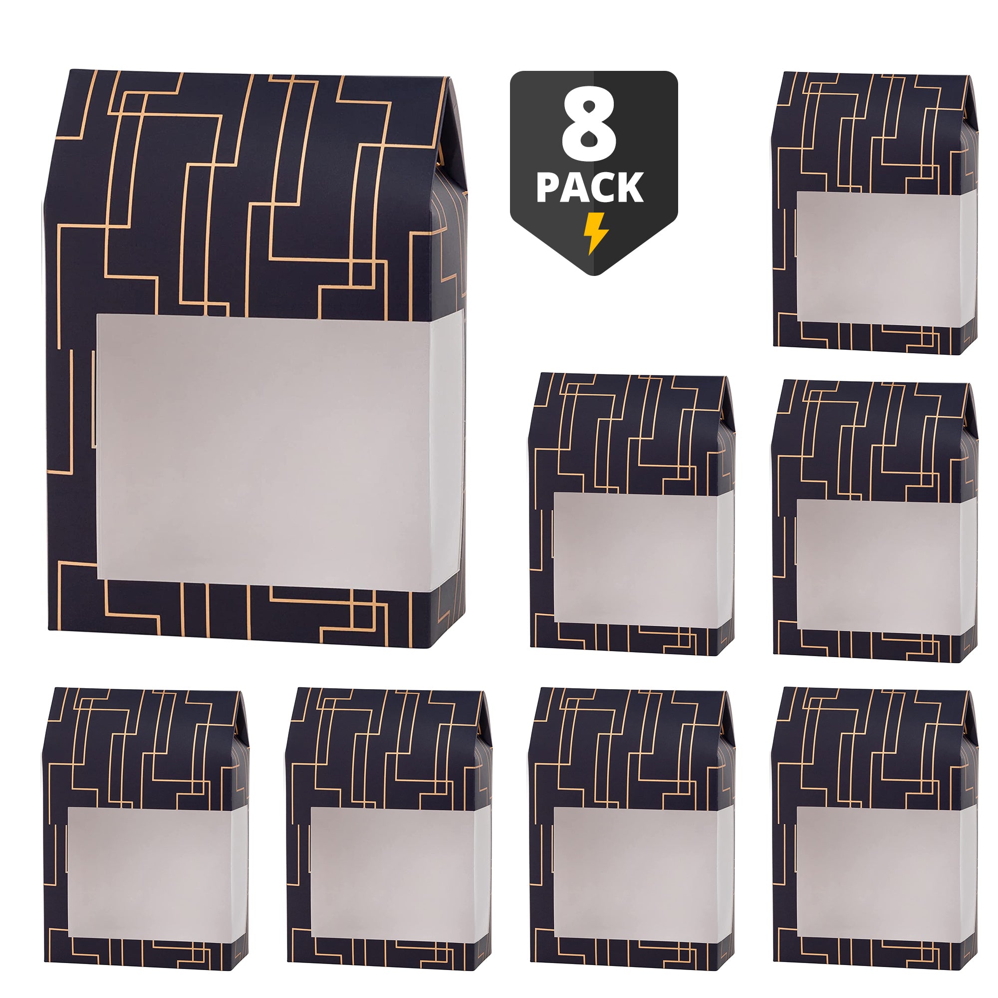 Tall Paper Boxes With Window Blue 8X5.5X2.5 Gift Boxes 8 Pack