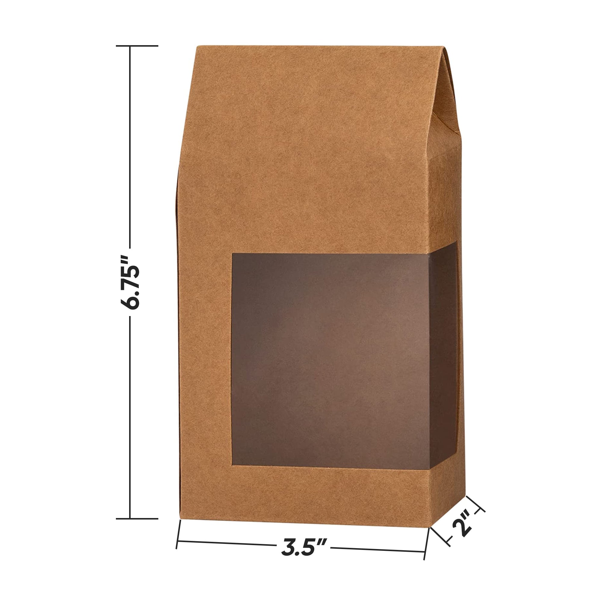 Tall Paper Boxes With Window Kraft Paper 6.75X3.5X Gift Boxes 8 Pack