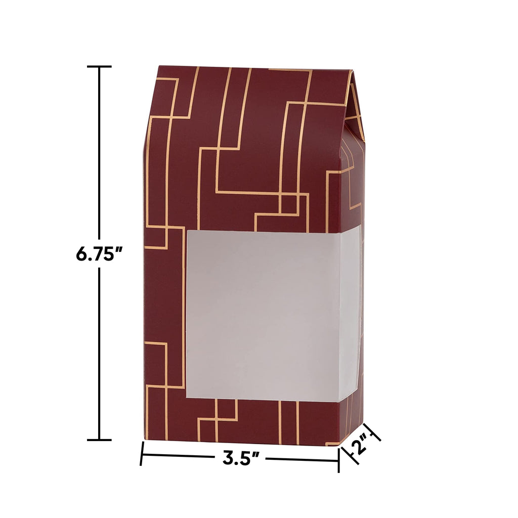 Tall Paper Boxes With Window Red 6.75X3.5X2" Gift Boxes 8 Pack