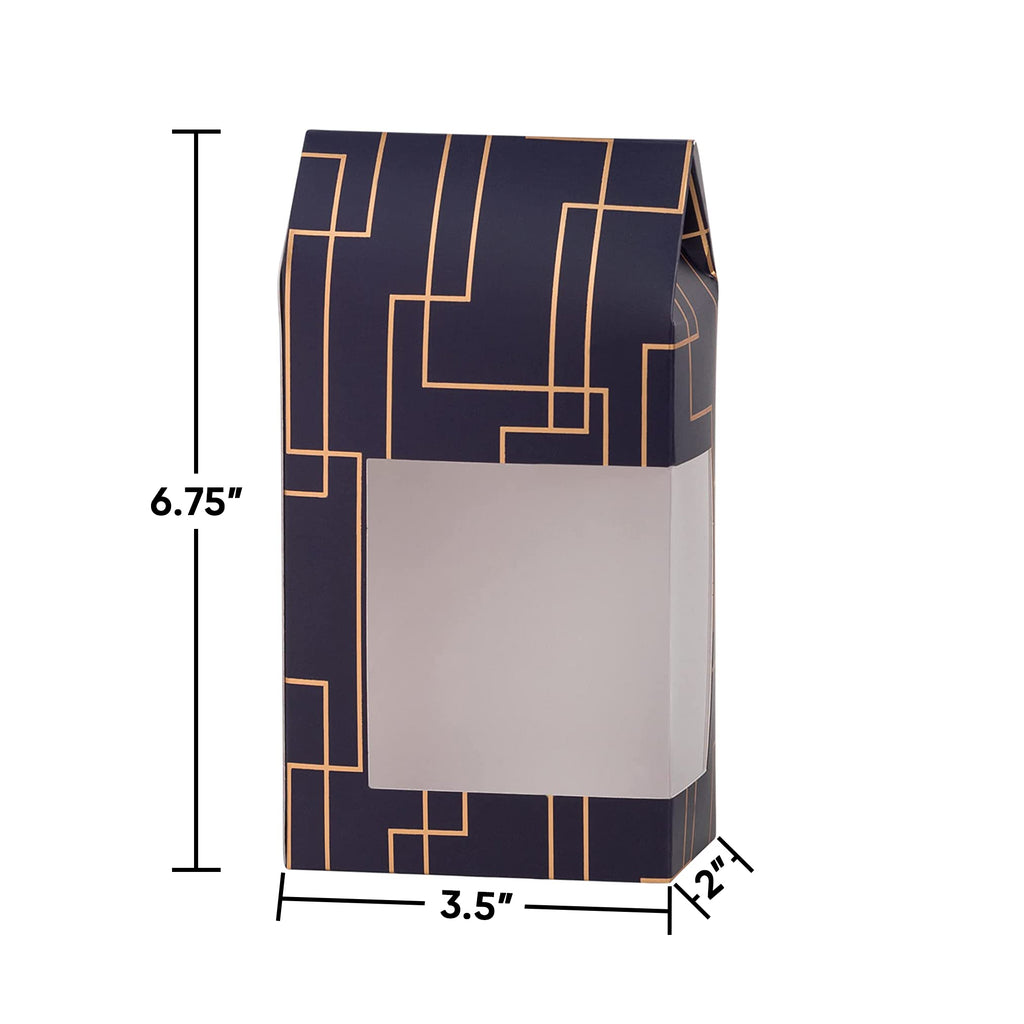Tall Paper Boxes With Window Blue 6.75X3.5X2 Gift Boxes 8 Pack