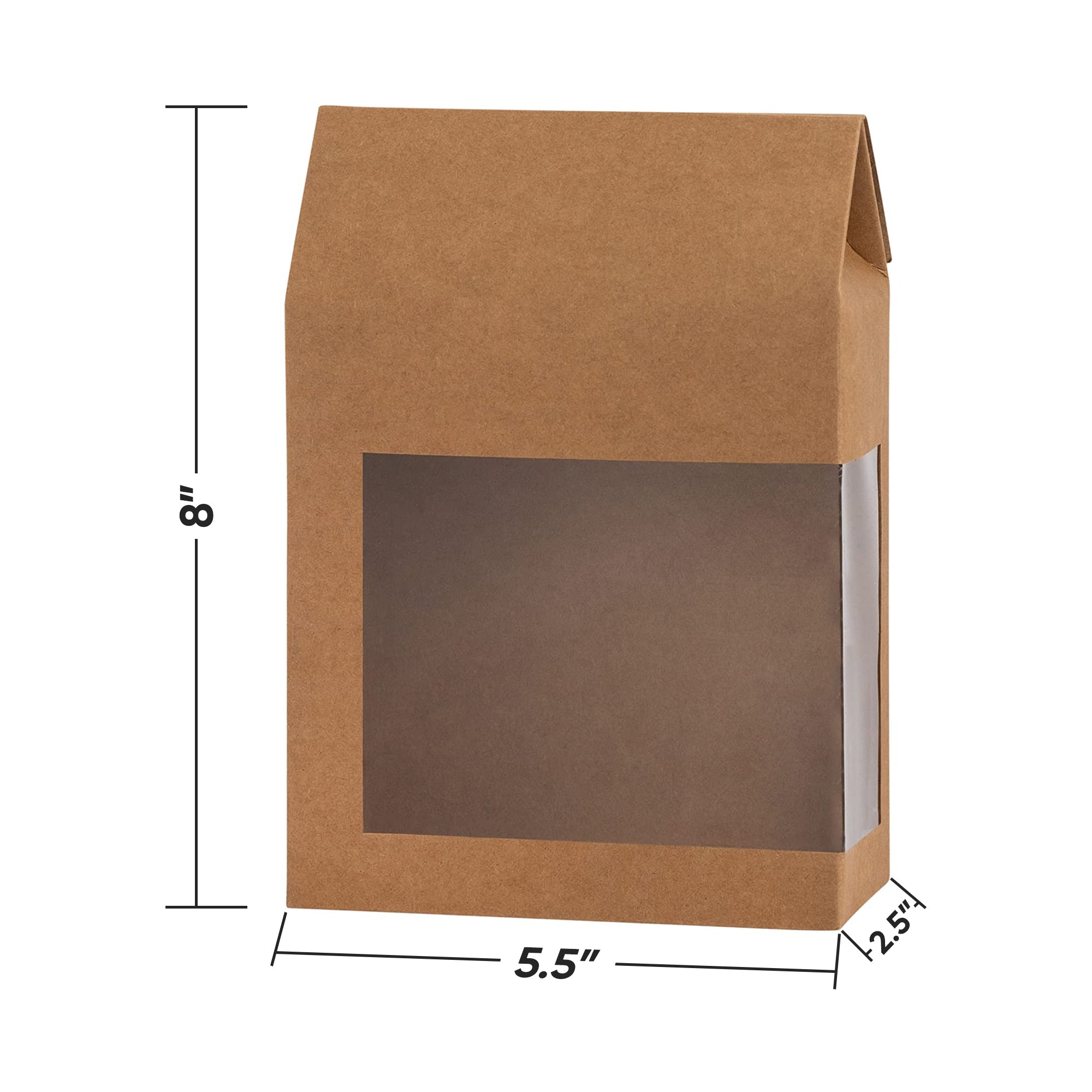 Tall Paper Boxes With Window Kraft Paper 8X5.5X2.5 Gift Boxes 8 Pack