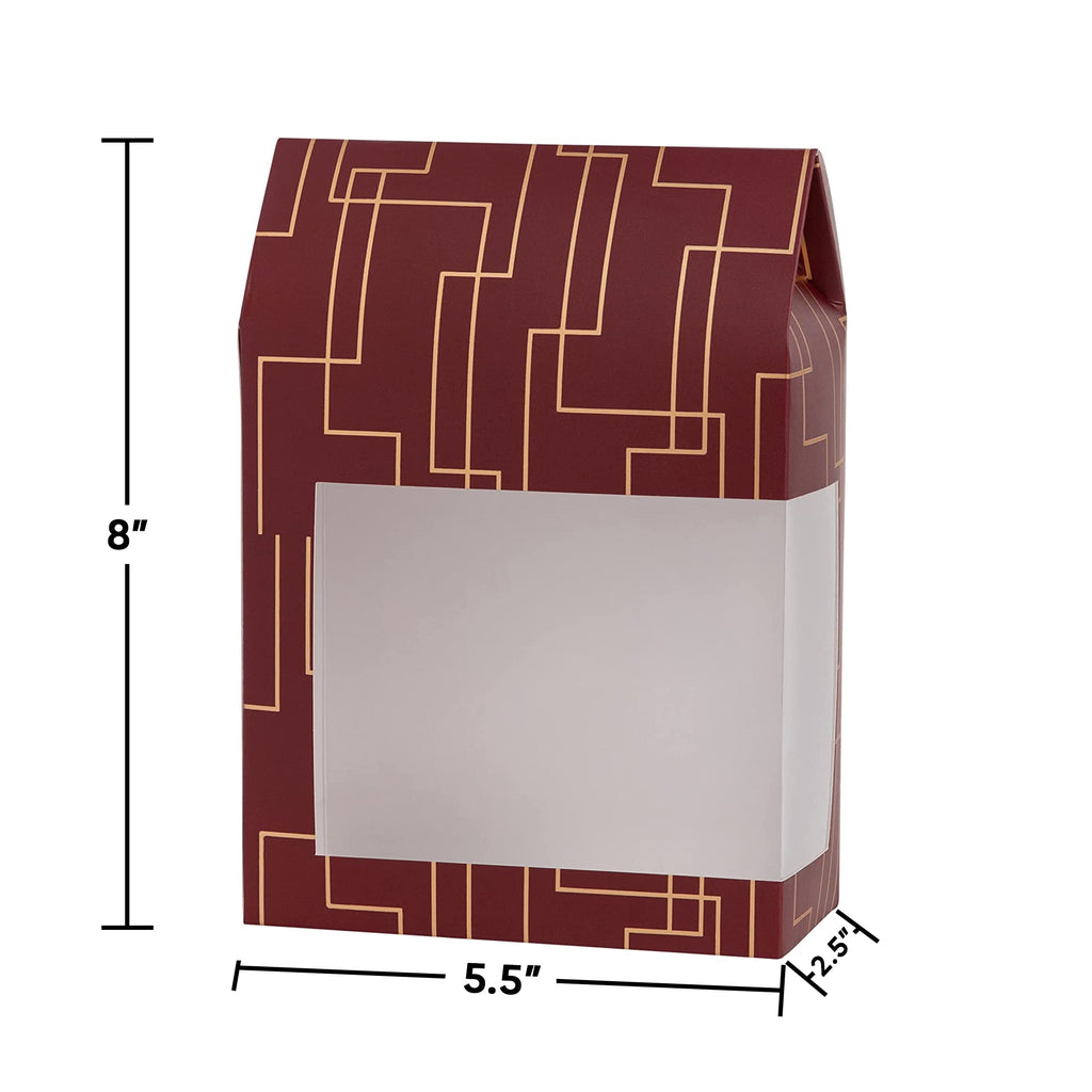 Tall Paper Boxes With Window Red 8X5.5X2.5 Gift Boxes 8 Pack