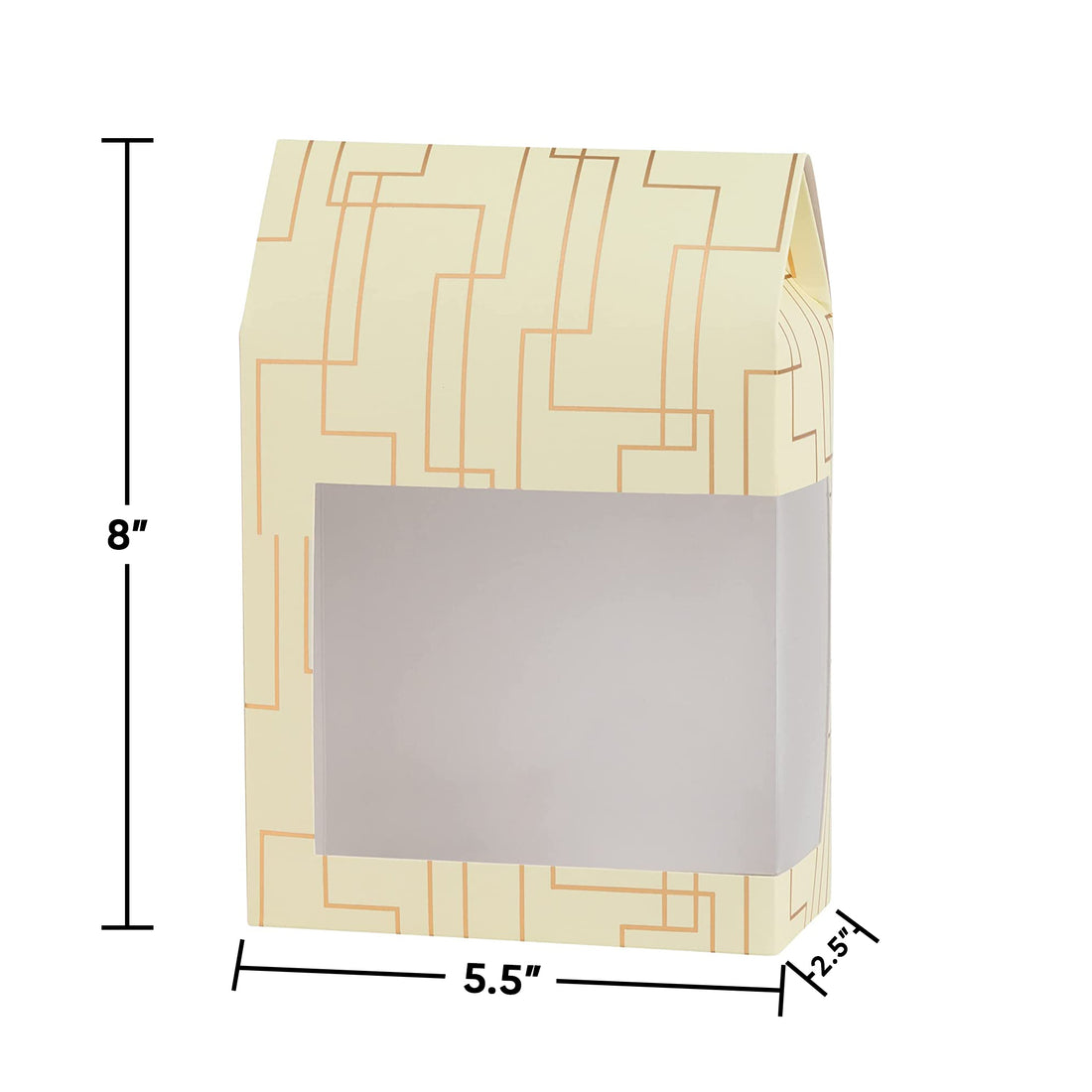 Tall Paper Boxes With Window Cream Color 8X5.5X2.5 Gift Boxes 8 Pack