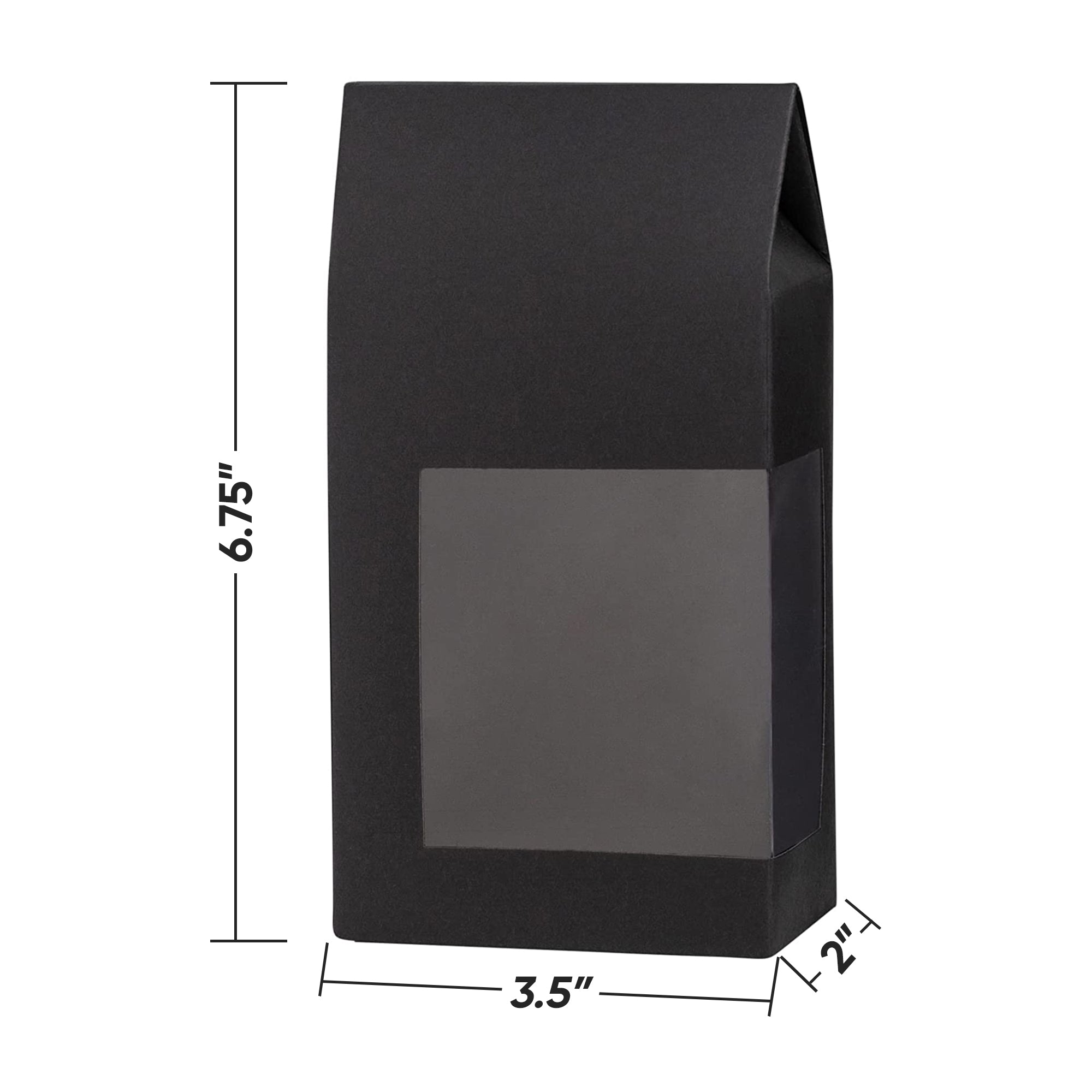 Tall Paper Boxes With Window Black 6.75X3.5X2 Gift Boxes 8 Pack
