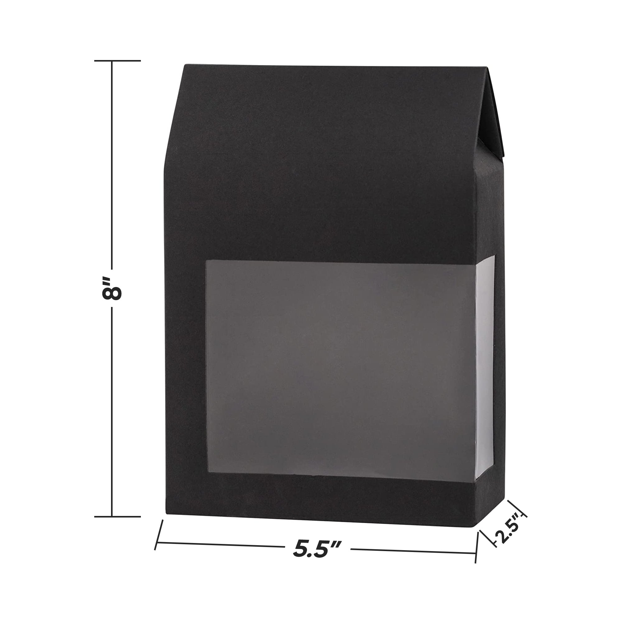 Tall Paper Boxes With Window Black 8X5.5X2.5 Gift Boxes 8 Pack