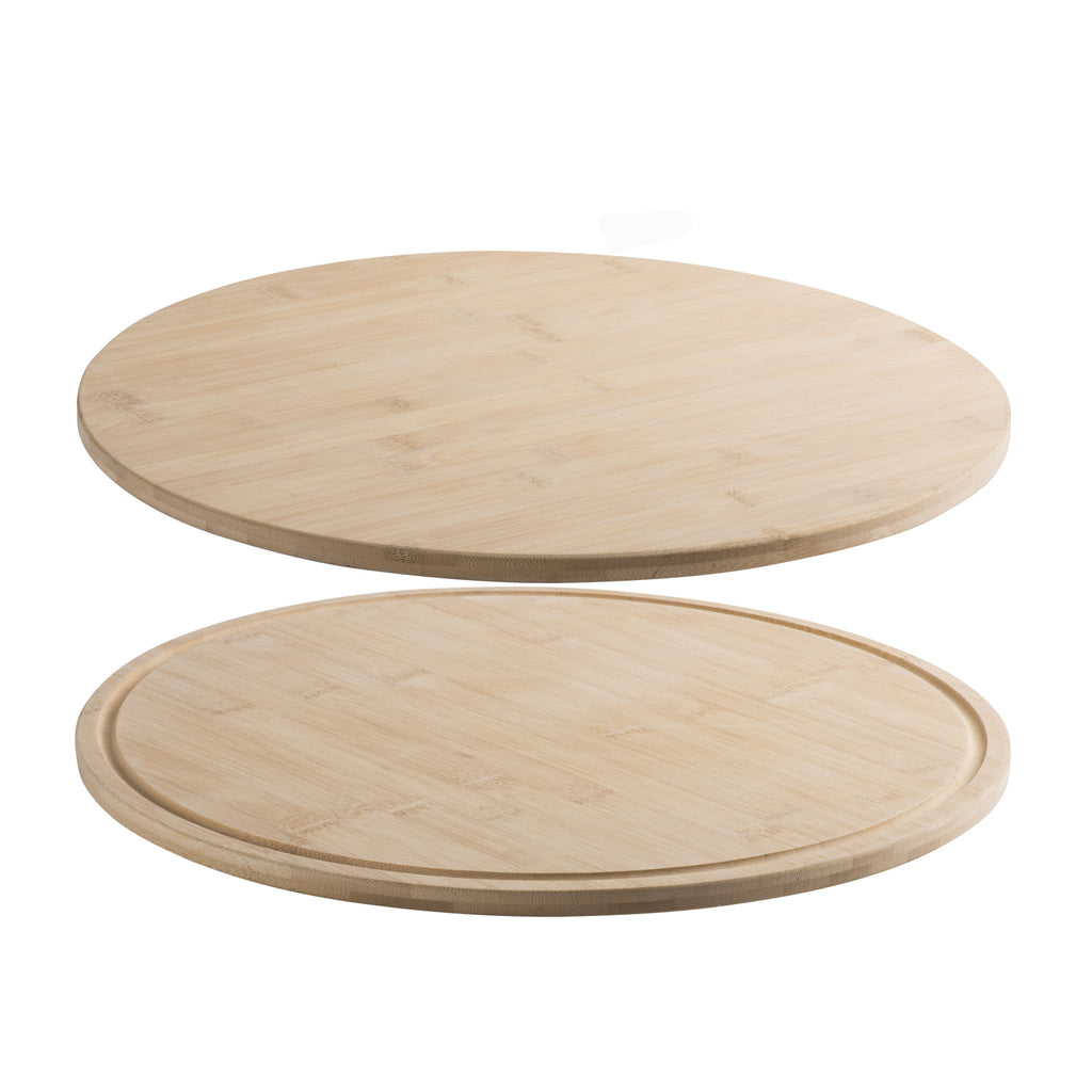 Bamboo Round Kitchen Cutting Board Cheese And Charcuterie Pack of 2 16" X 0.5"