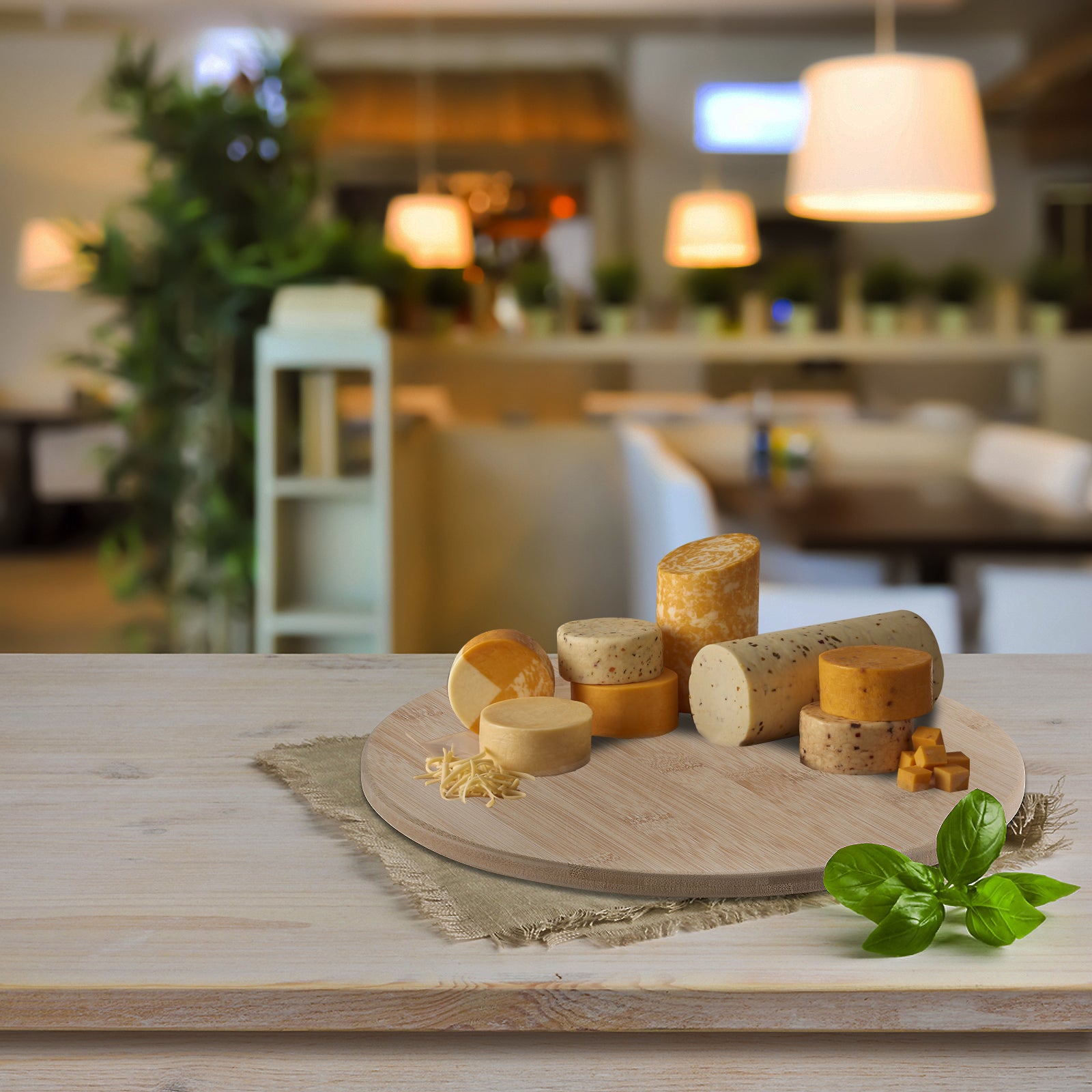 Bamboo Round Kitchen Cutting Board Cheese And Charcuterie Pack of 2 16" X 0.5"