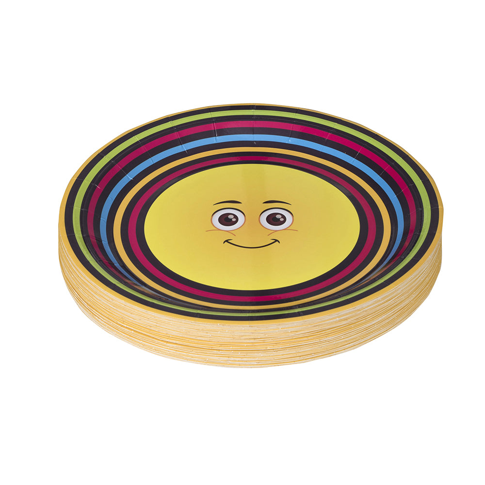 Emoji Colorful Party Supplies 9" Disposable Round Paper Plates 50 Pack
