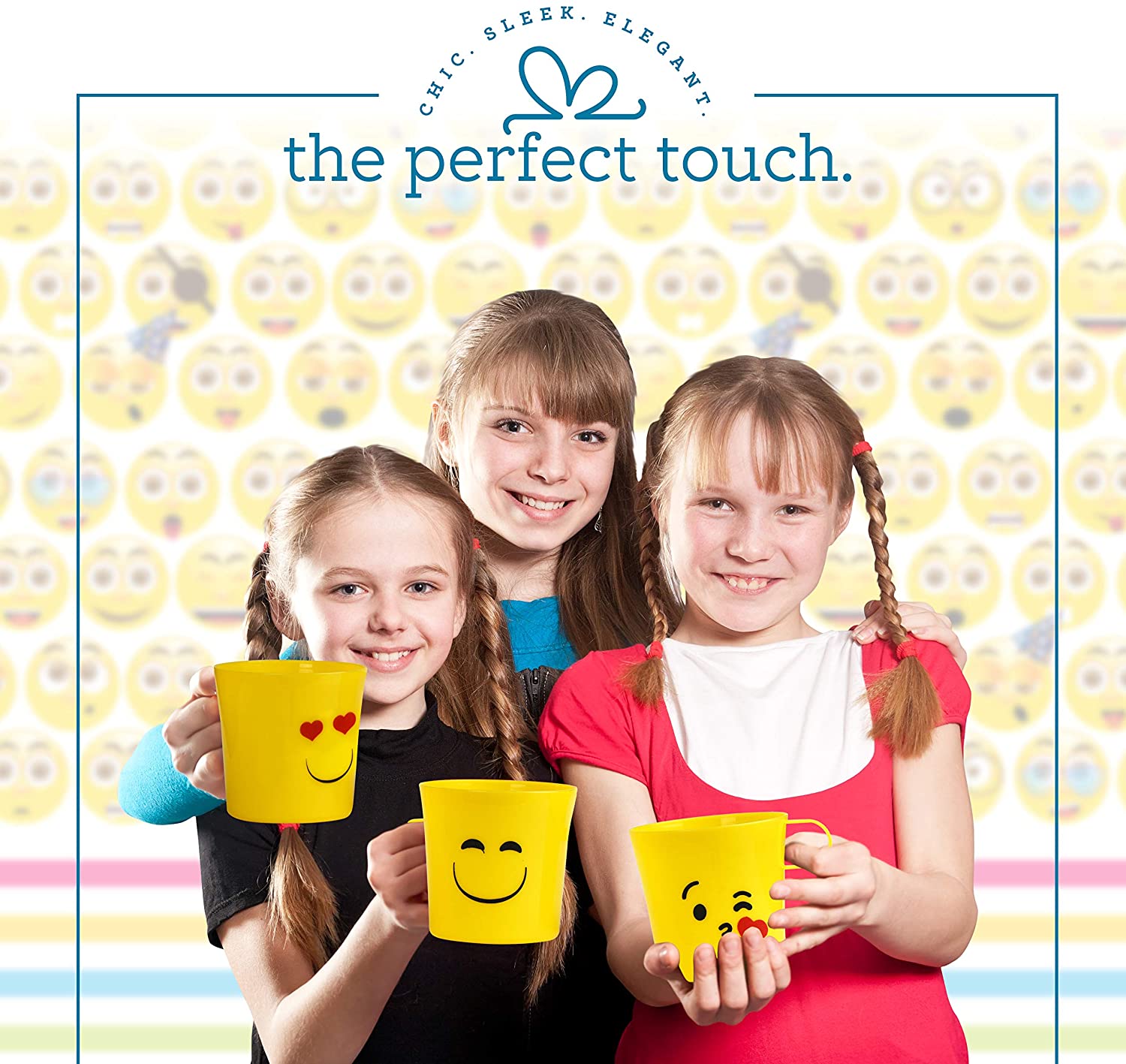 Plastic Emoji Unique Coffee Mugs Drinkware 9 oz 4 Pack