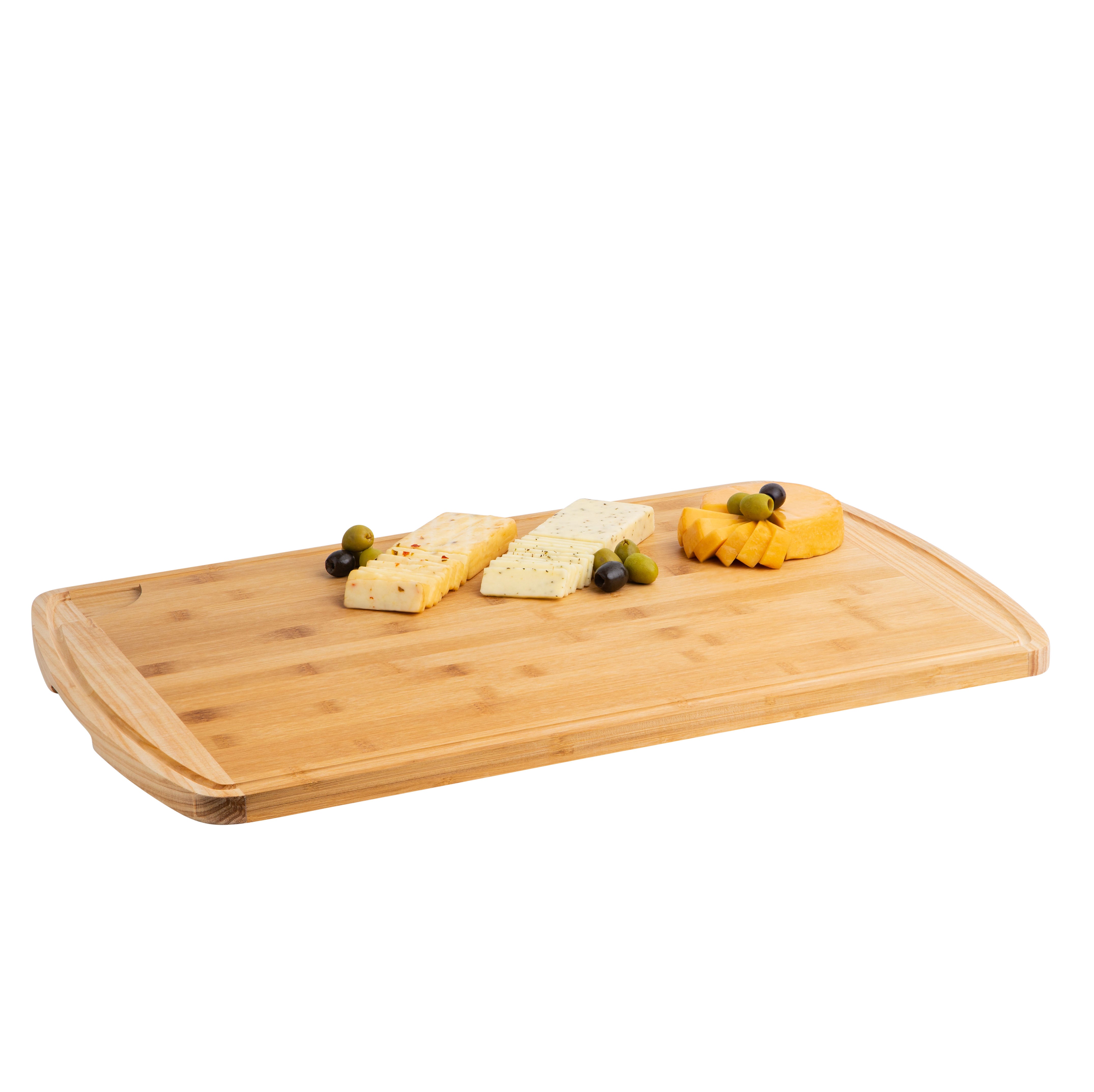 Bamboo Cutting Board Tray 23.5L x 15.5W x 0.7H Eco Friendly Kitchen Gadget Wooden Serving Trays for Meat, Vegetables, Cheese and Charcuterie Board
