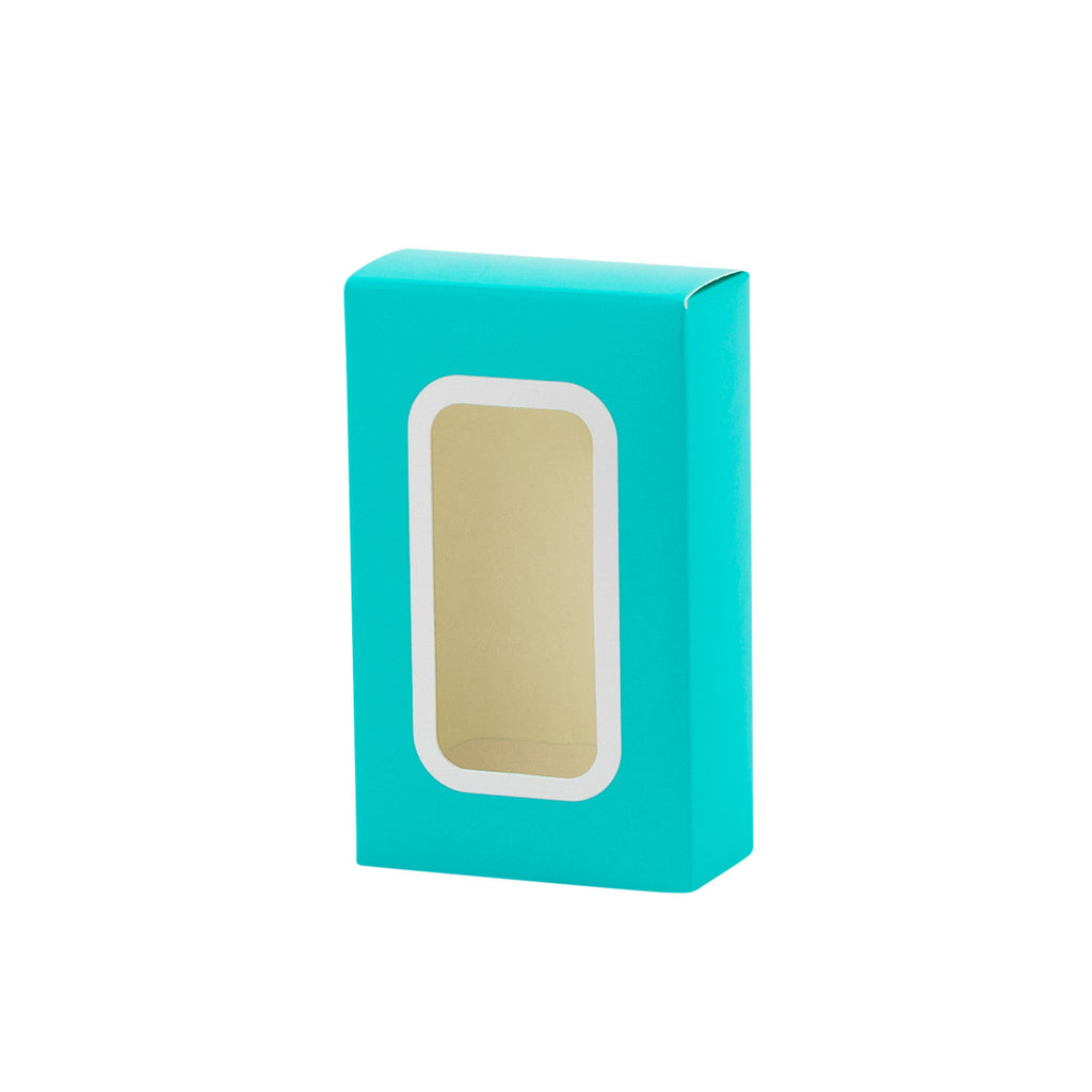 Teal Party Favor Boxes Decorative Pastry Boxes with Window 2.25x1.125x3.75 Inch Treat Boxes 12 pack