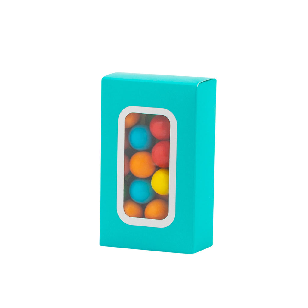 Teal Party Favor Boxes Decorative Pastry Boxes with Window 2.25x1.125x3.75 Inch Treat Boxes 12 pack