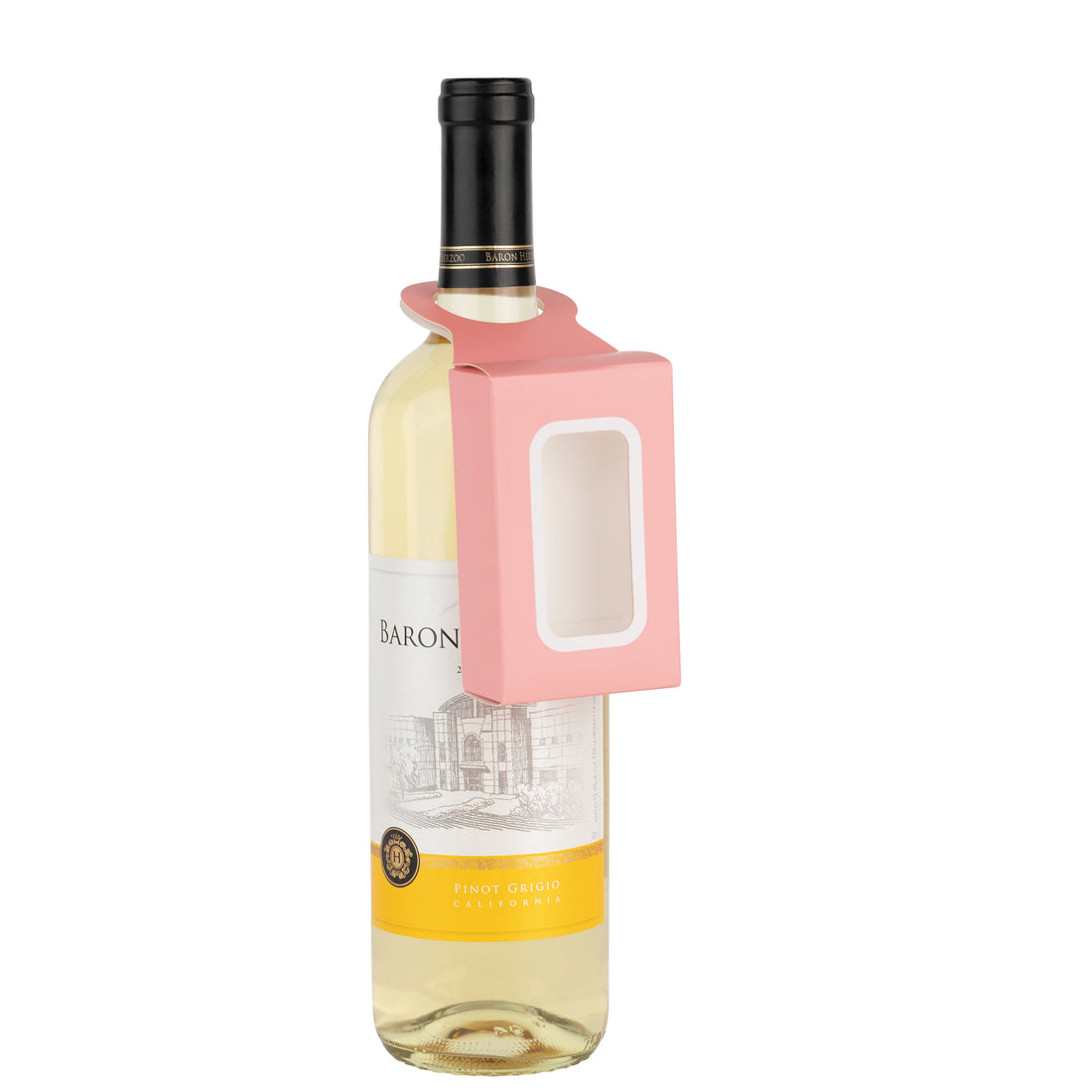 Pink Wine Bottle Gift Box Hanger with Window 12 Pack 2.25x1”.125”x3.75”