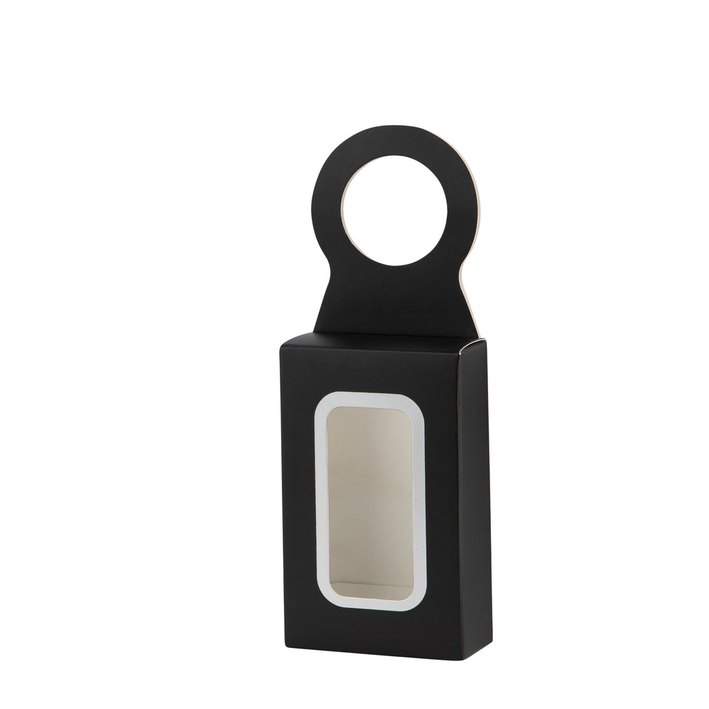 Black Wine Bottle Gift Box Hanger with Window 12 Pack 2.25x1”.125”x3.75”