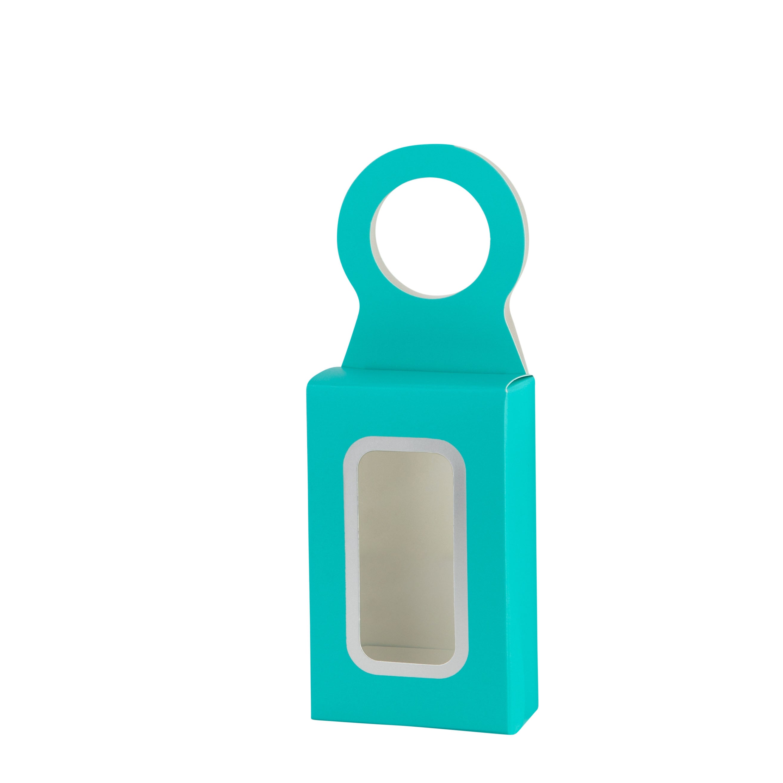 Teal Wine Bottle Gift Box Hanger with Window 12 Pack 2.25x1”.125”x3.75”