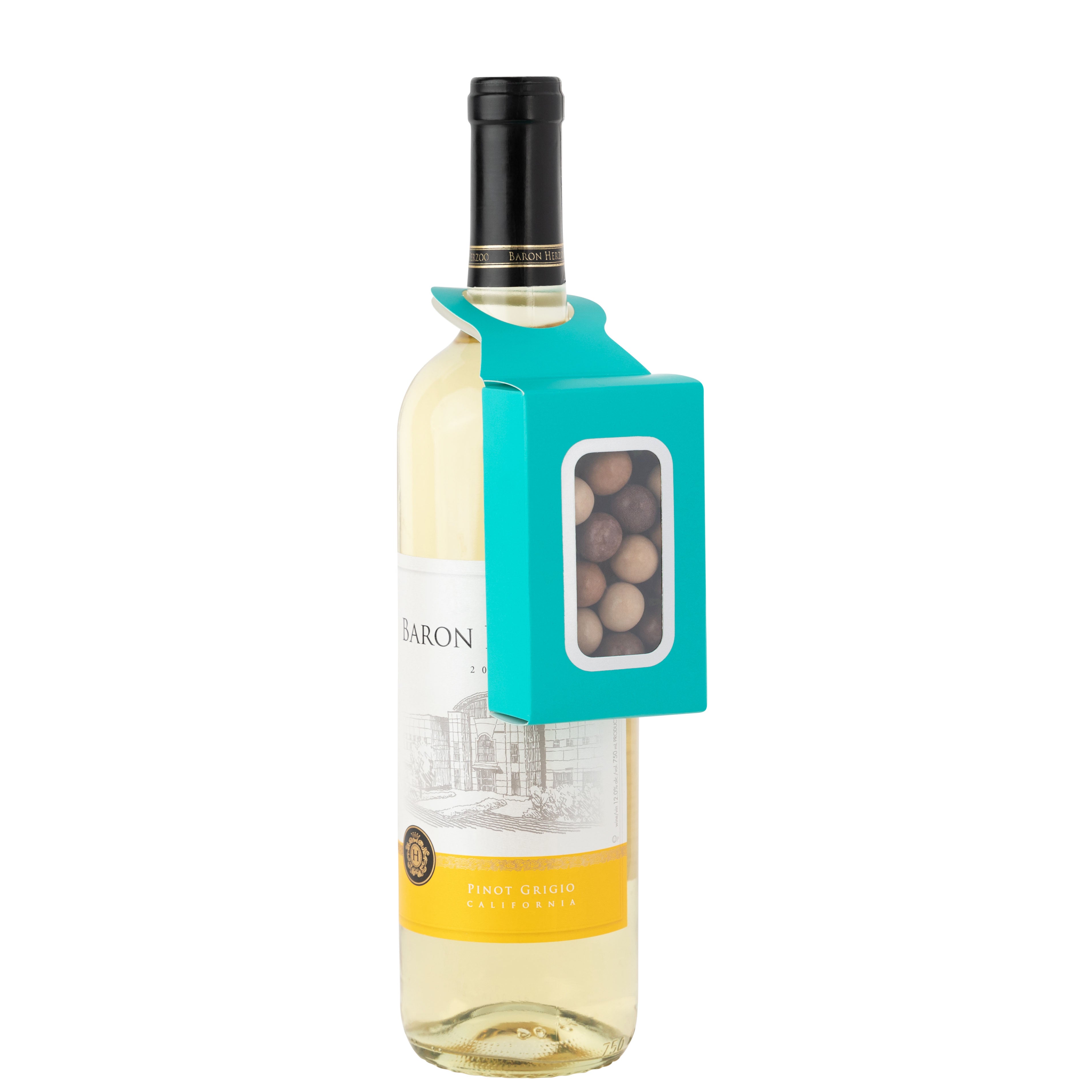 Teal Wine Bottle Gift Box Hanger with Window 12 Pack 2.25x1”.125”x3.75”