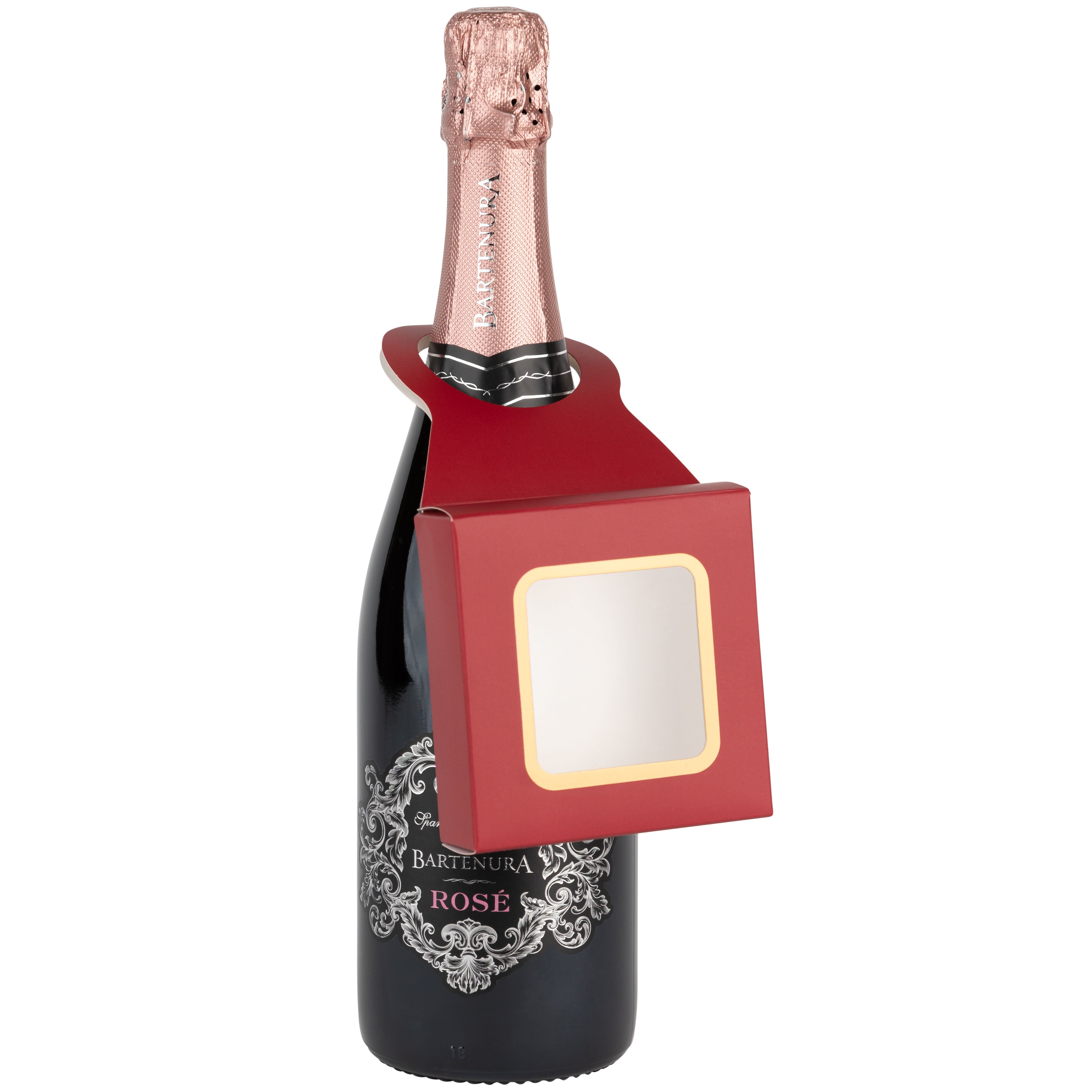 Maroon Wine Bottle Gift Box Hanger with Window 12 Pack 3.65" x 1.125" x 3.75"