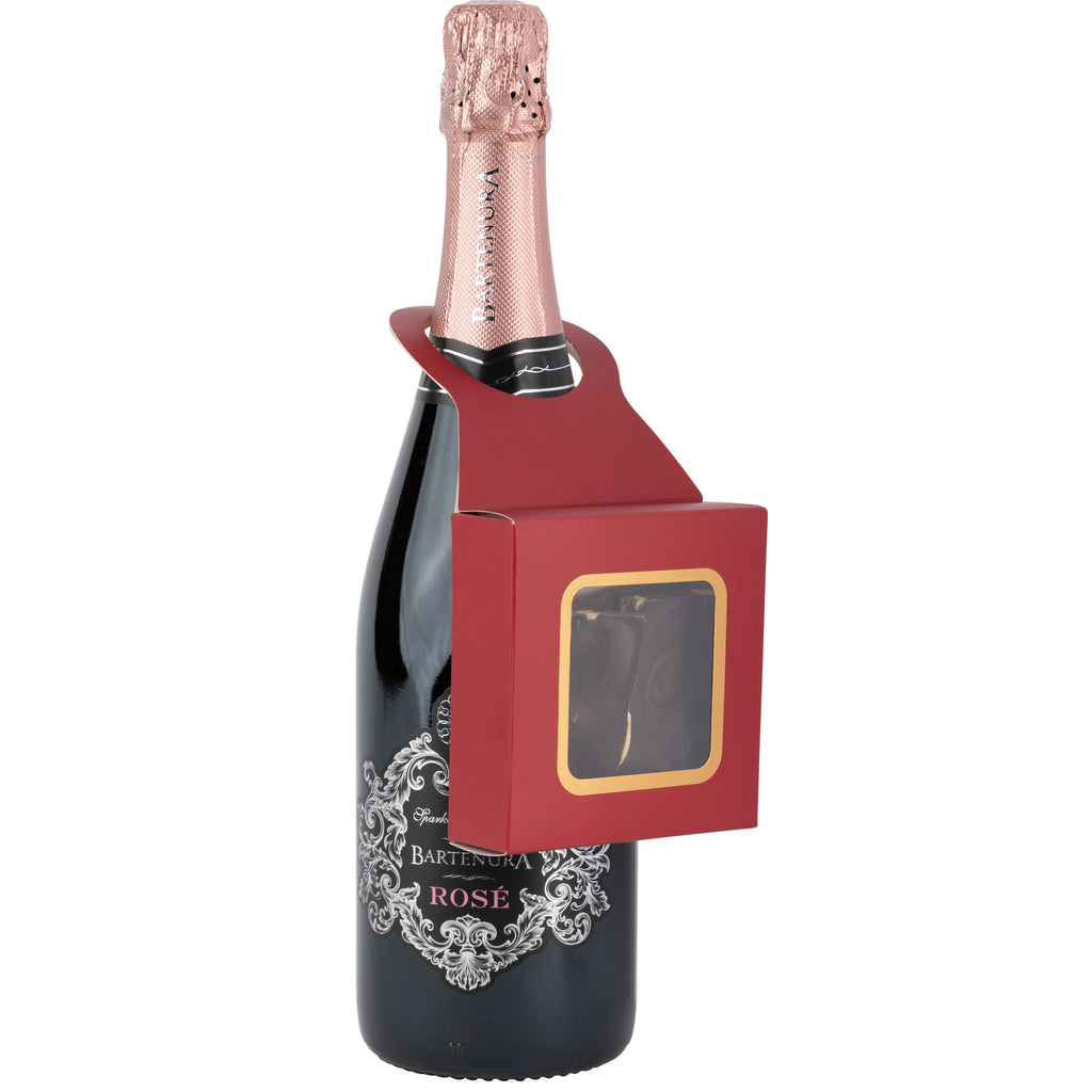 Maroon Wine Bottle Gift Box Hanger with Window 12 Pack 3.65" x 1.125" x 3.75"