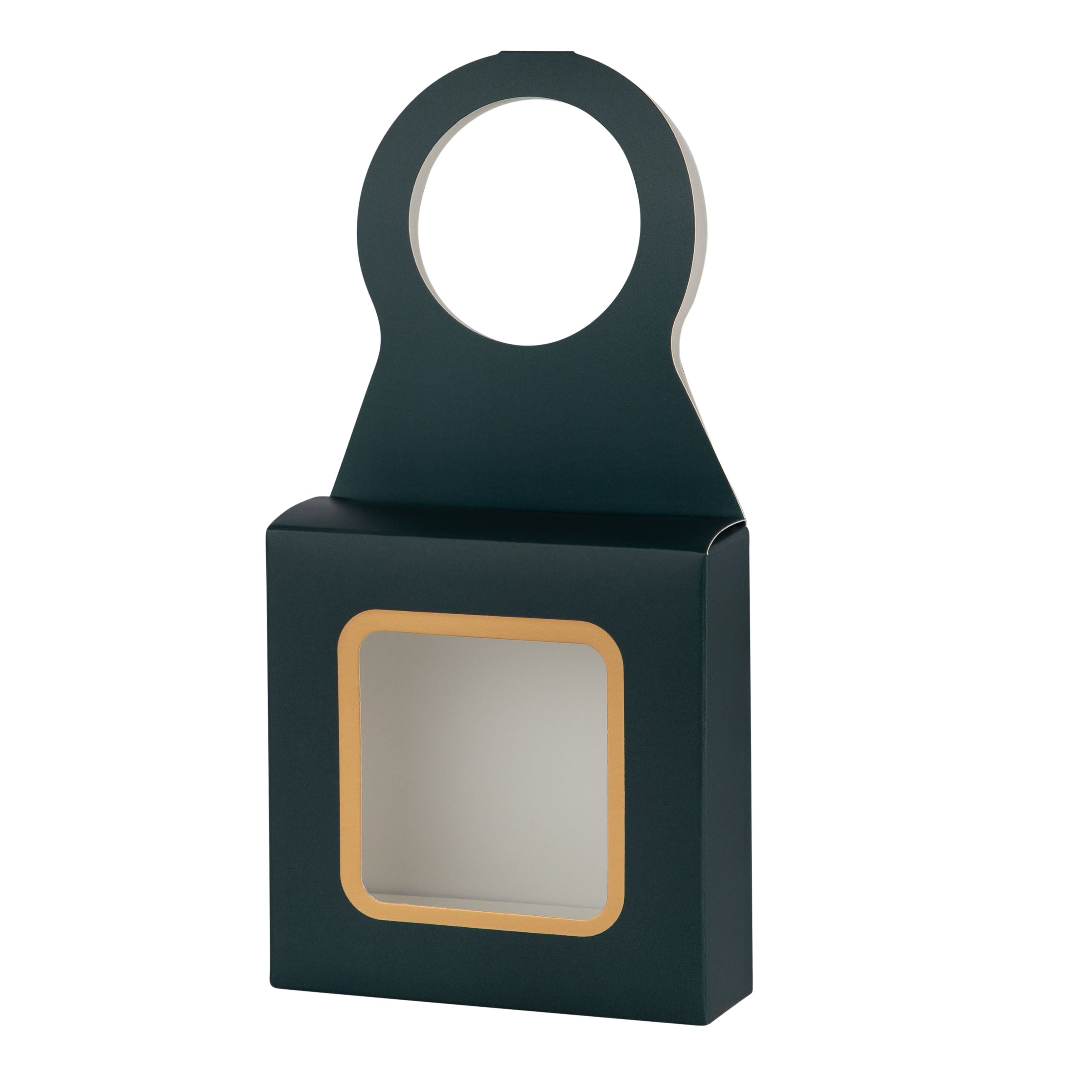 Navy Wine Bottle Gift Box Hanger with Window 12 Pack 3.65" x 1.125" x 3.75"