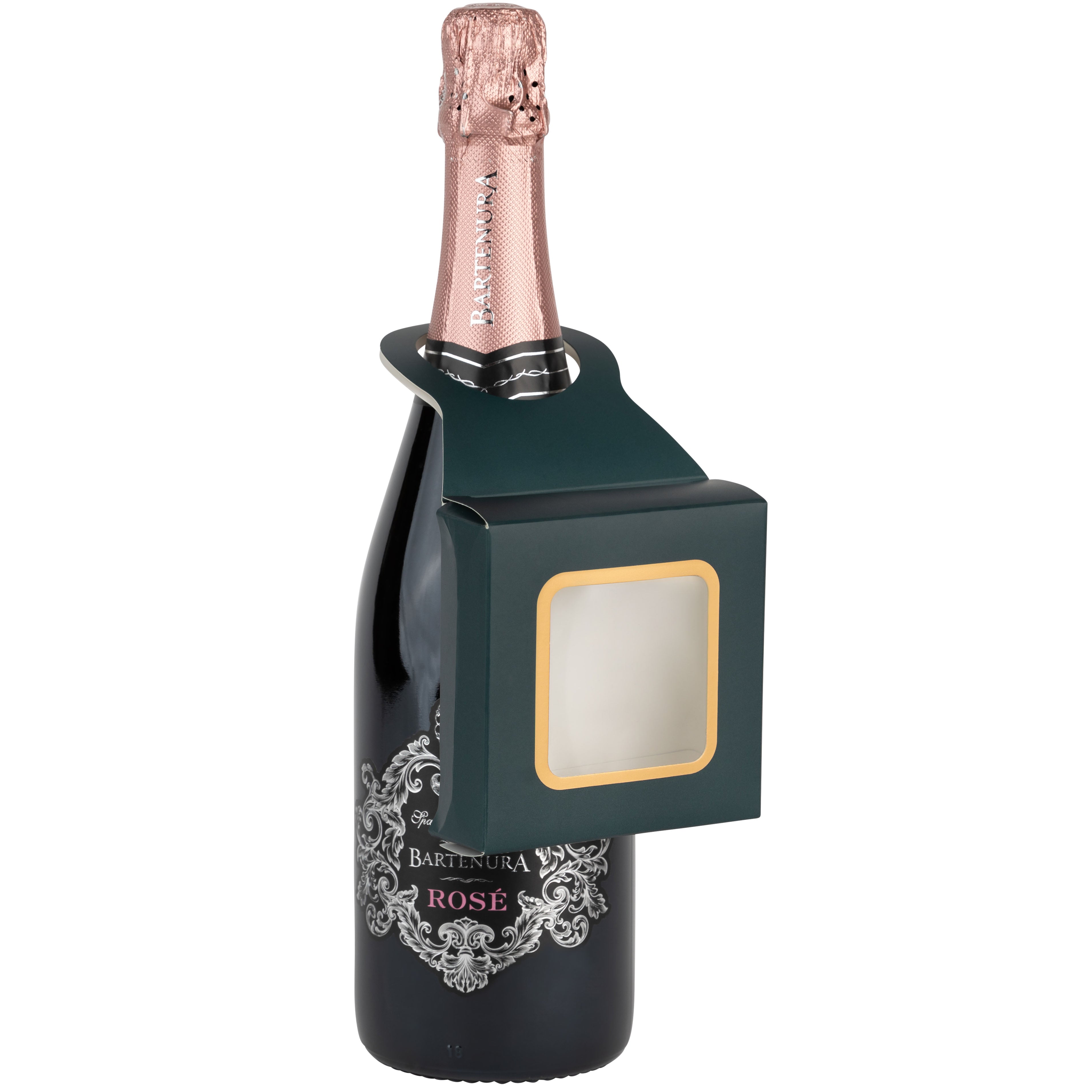 Navy Wine Bottle Gift Box Hanger with Window 12 Pack 3.65" x 1.125" x 3.75"