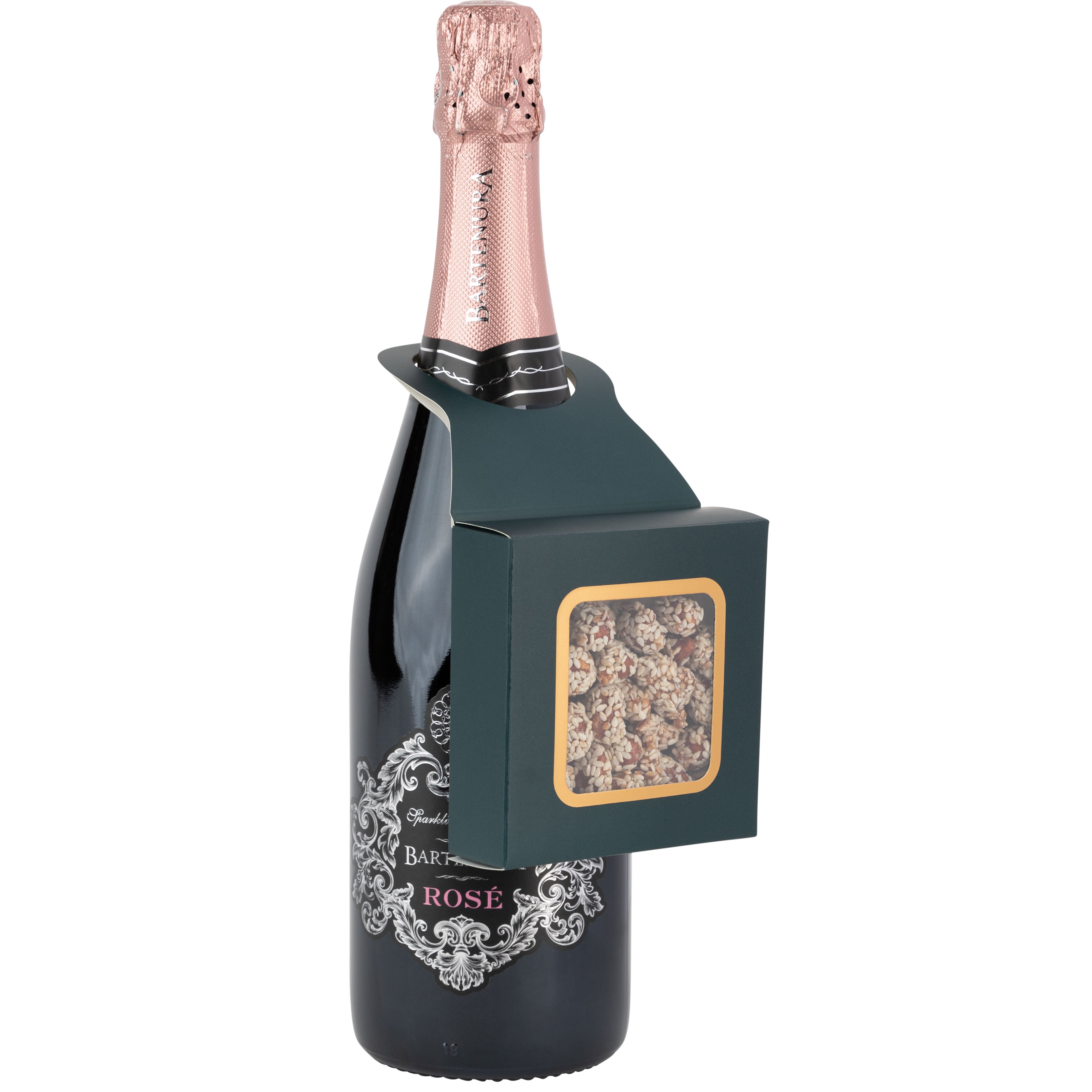 Navy Wine Bottle Gift Box Hanger with Window 12 Pack 3.65" x 1.125" x 3.75"