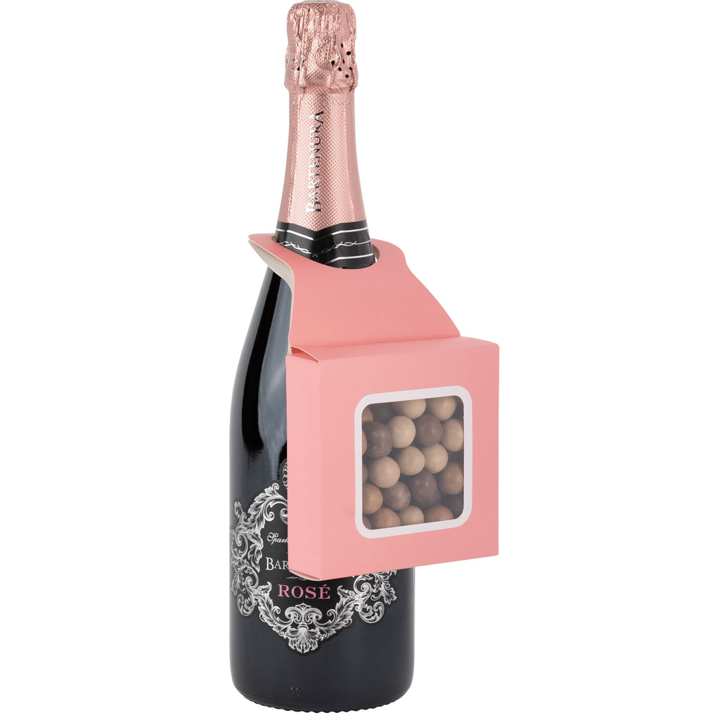 Pink Wine Bottle Gift Box Hanger with Window 12 Pack 3.65" x 1.125" x 3.75"