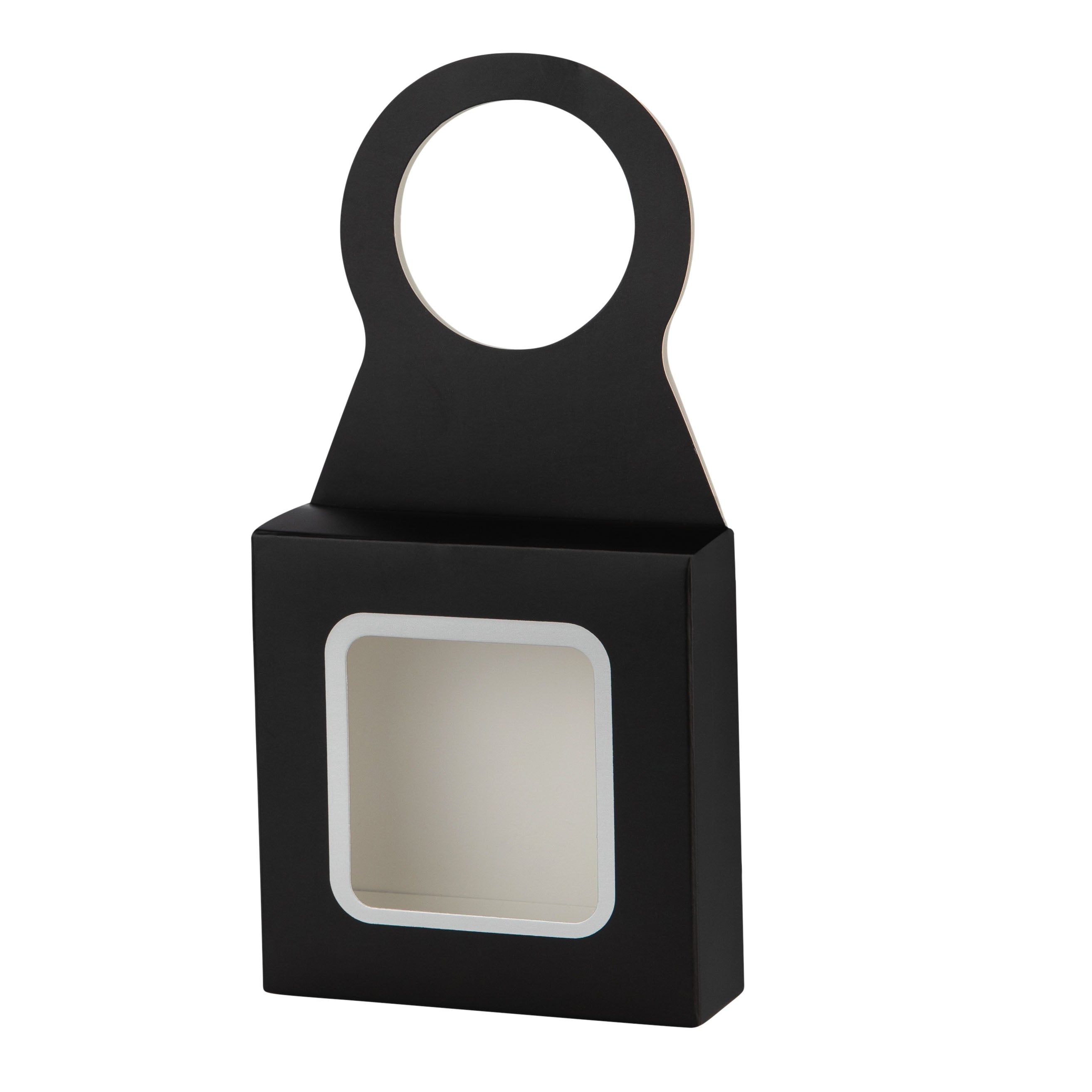 Black Wine Bottle Gift Box Hanger with Window 12 Pack 3.65" x 1.125" x 3.75"