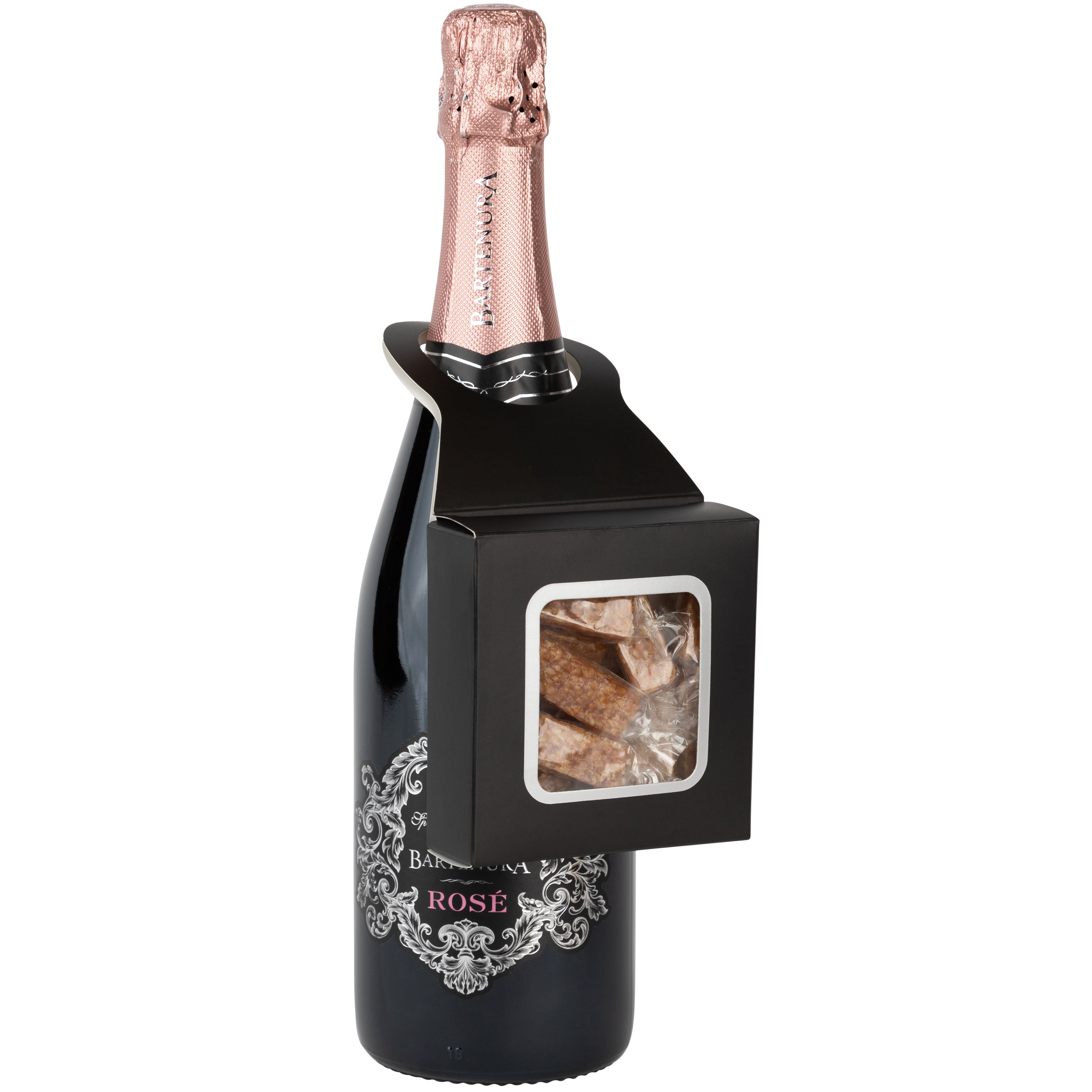 Black Wine Bottle Gift Box Hanger with Window 12 Pack 3.65" x 1.125" x 3.75"