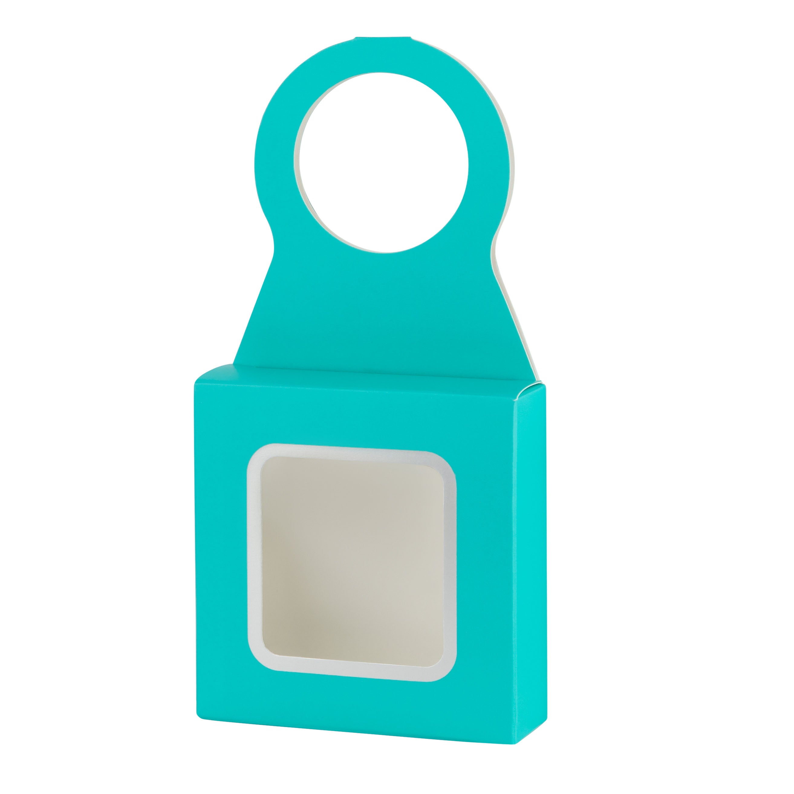Teal Wine Bottle Gift Box Hanger with Window 12 Pack 3.65" x 1.125" x 3.75"