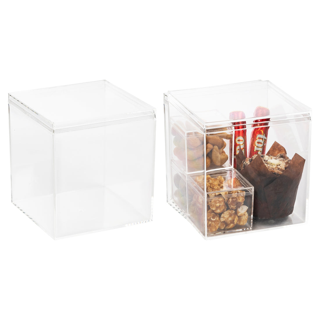 Clear Acrylic Boxes with Lid 4.72x4.72x4.72 Inches  pack of 2  Storage Box, Gift Box and Treat Box. Lucite Cube Display Boxes with Lid
