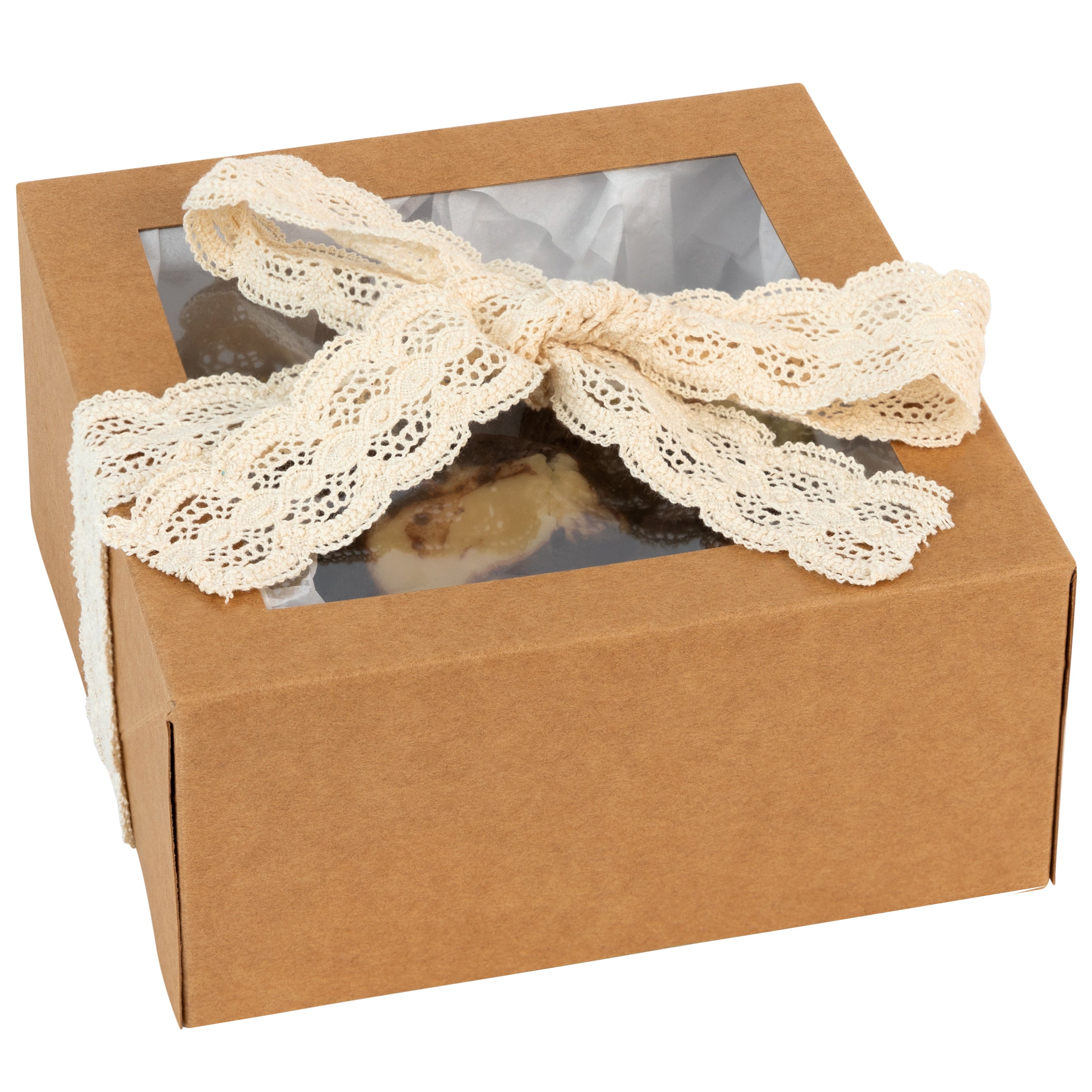 Premium Square Bakery Boxes 8 Pack Kraft 6X6X3"