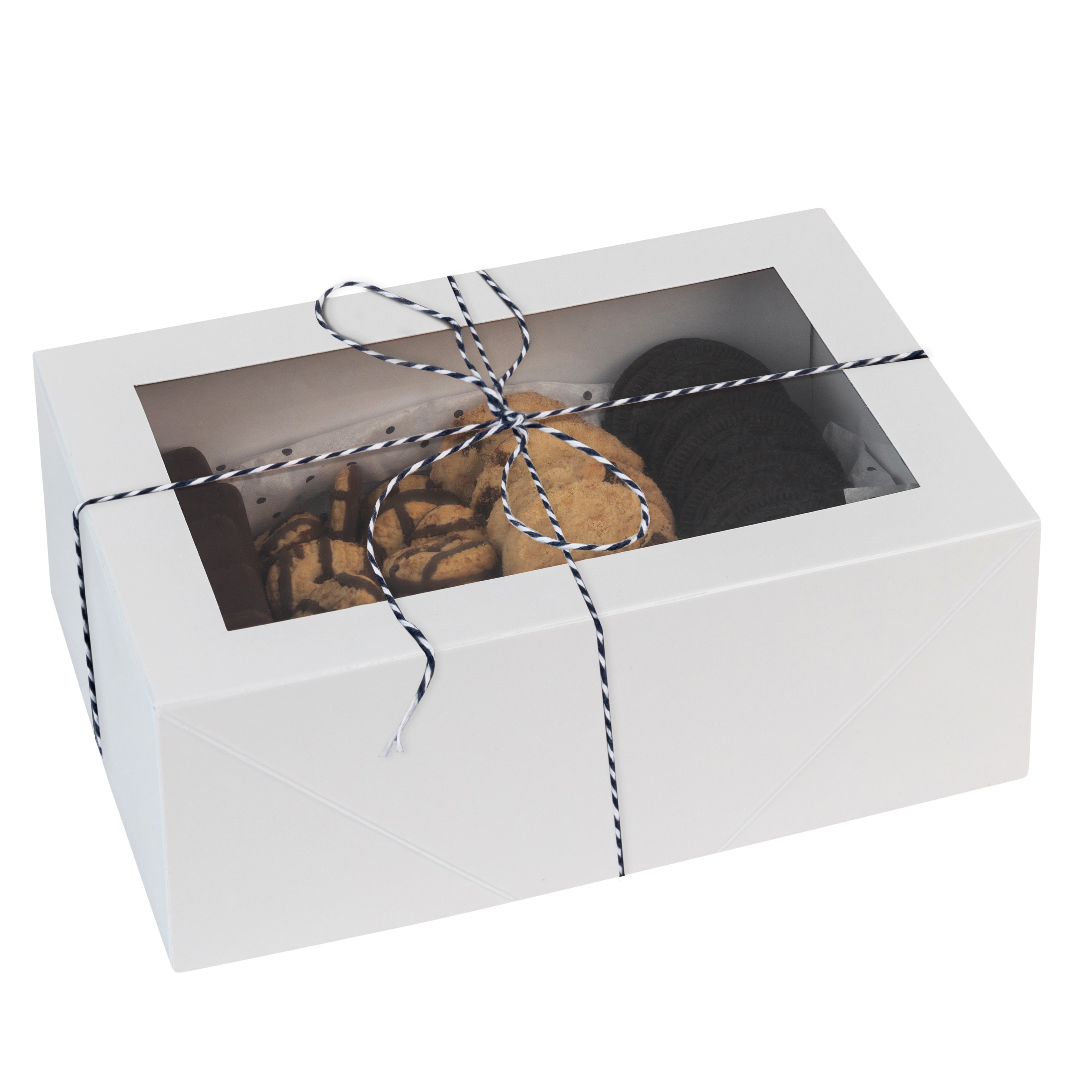 Premium Rectangular Bakery Boxes White 7.5X5X3" 8 Pack