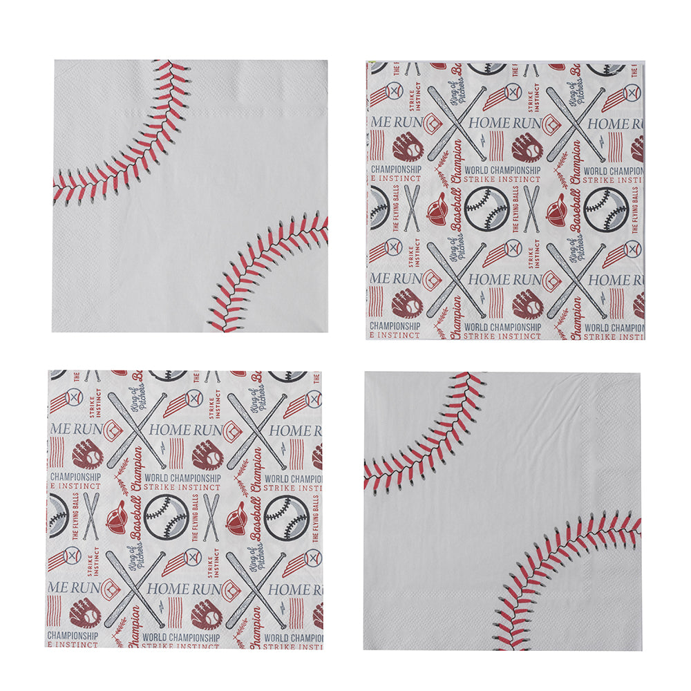 Baseball Theme Napkins Tableware 80 Pack
