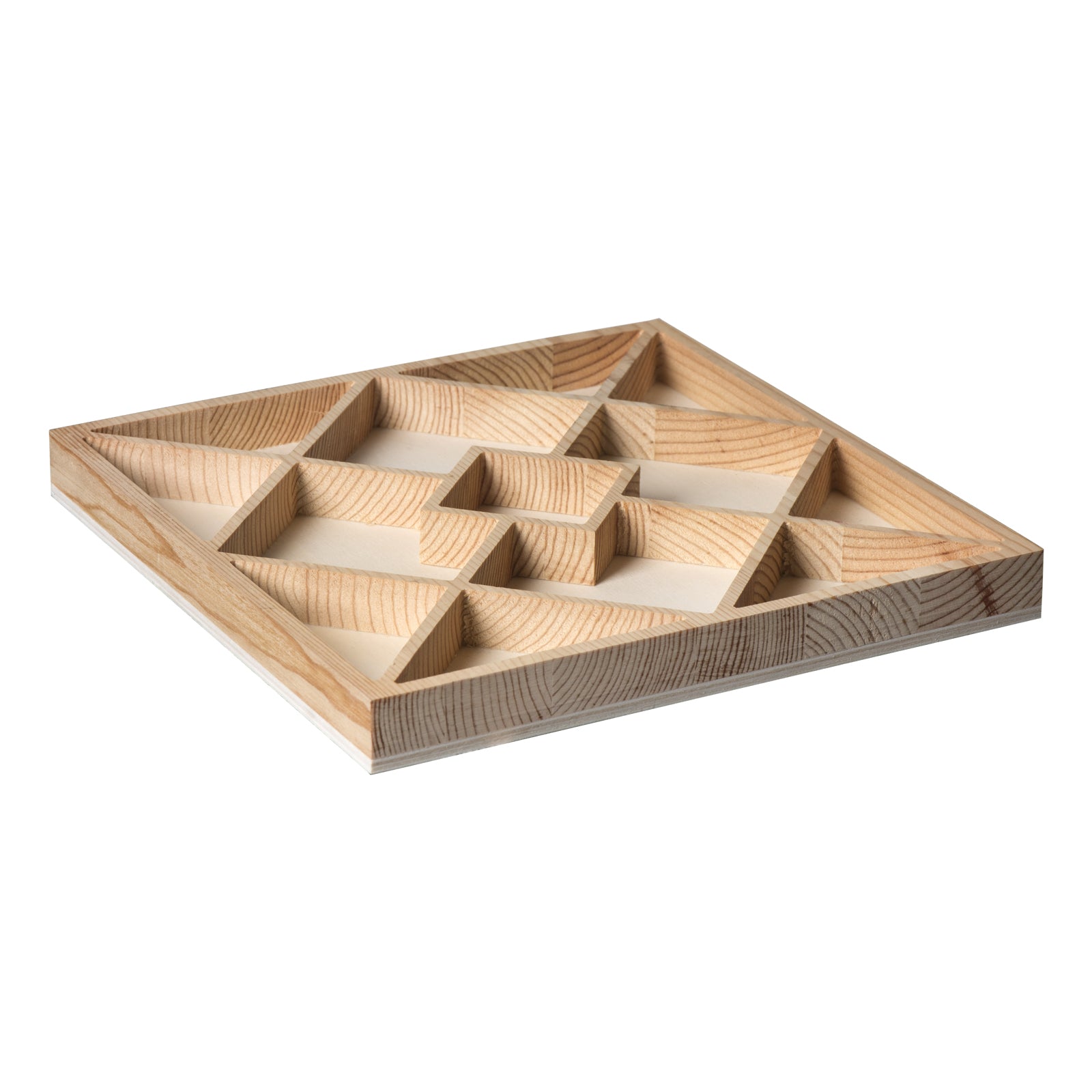Square Sectional Wooden Trays 2 Pack 10"X10"X1.13"