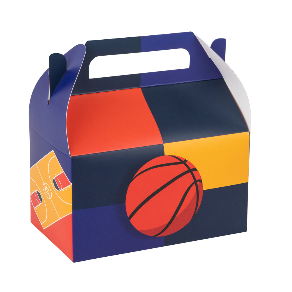 Basketball Paper Treat Box – Birthday, Baby Shower and Holiday Party Décor  6.25x3.75x3.5 Inches  10 Pack