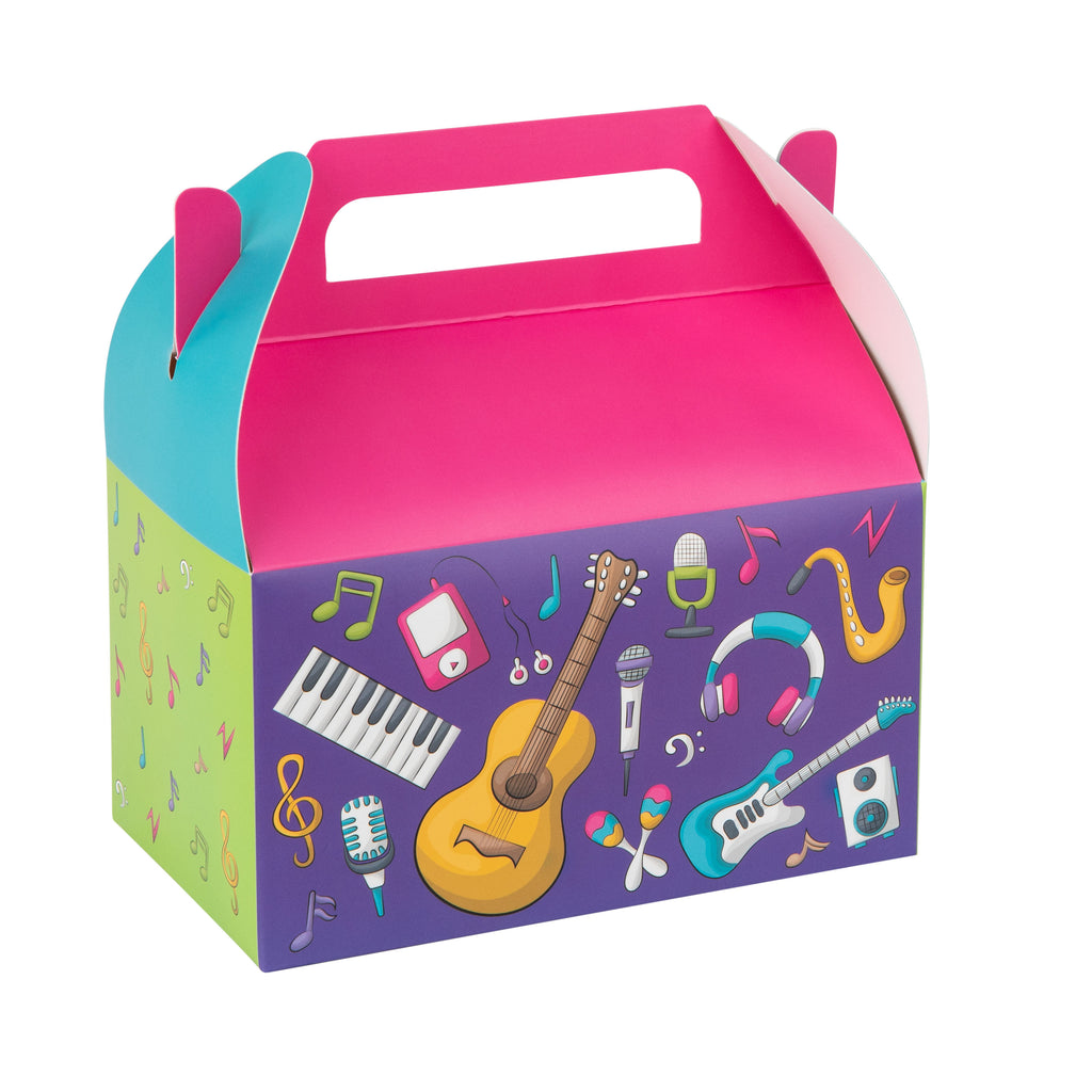 Music Paper Treat Box – Birthday, Baby Shower and Holiday Party Décor  6.25x3.75x3.5 Inches  10 Pack
