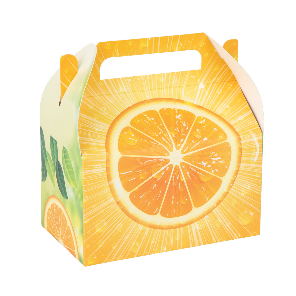 Orange Paper Treat Box – Birthday Summer Party Décor  6.25x3.75x3.5 Inches  10 Pack