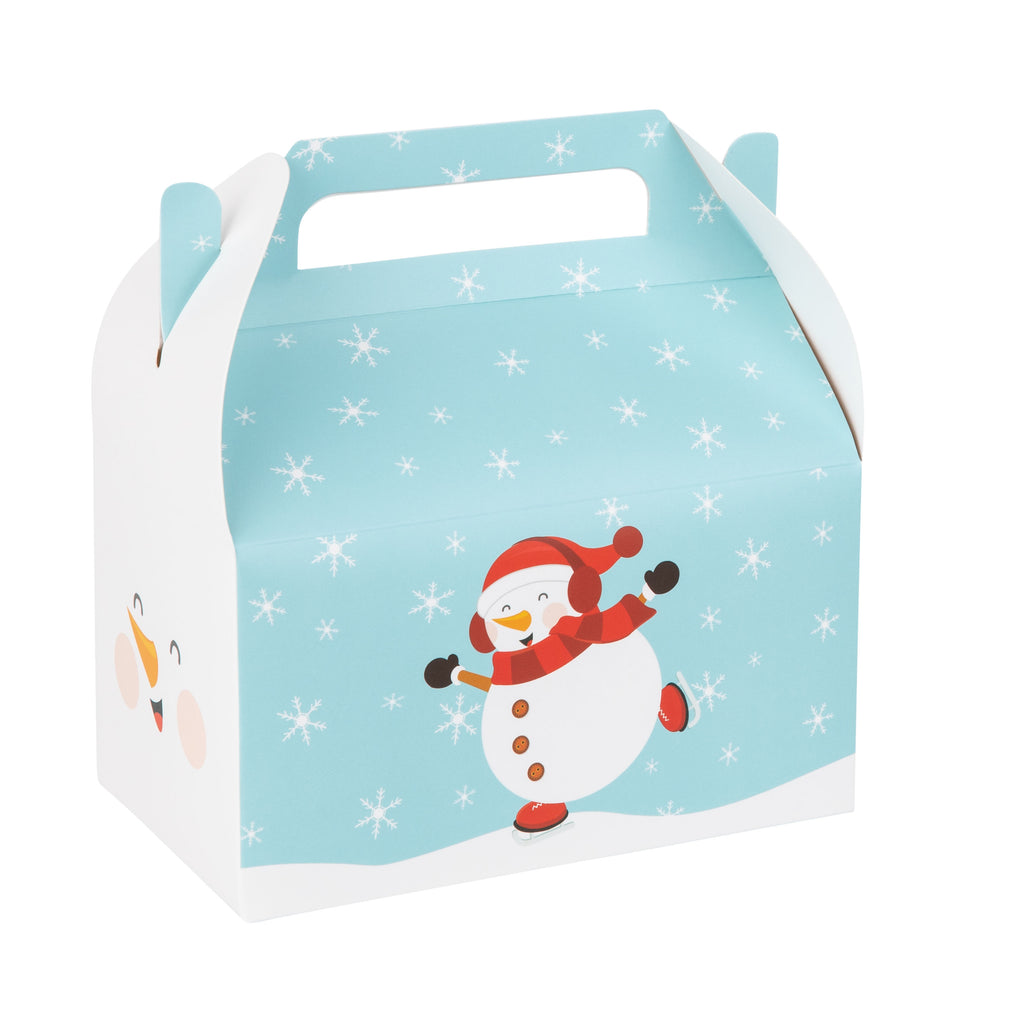 Snowman Paper Treat Box – Birthday Party Décor  6.25x3.75x3.5 Inches  10 Pack