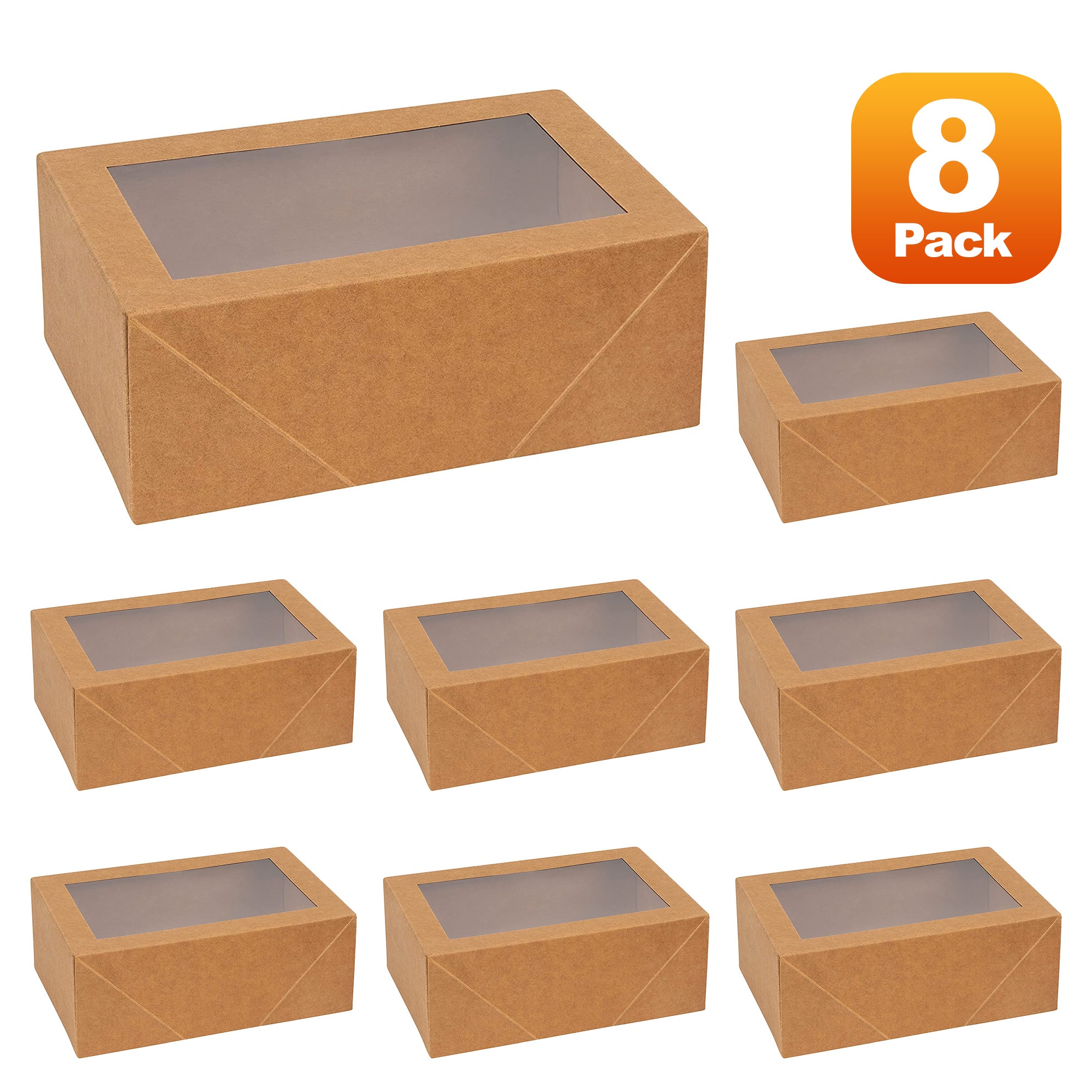 Kraft paper 7.5X5X3" Premium Rectangular Bakery Boxes 8 Pack