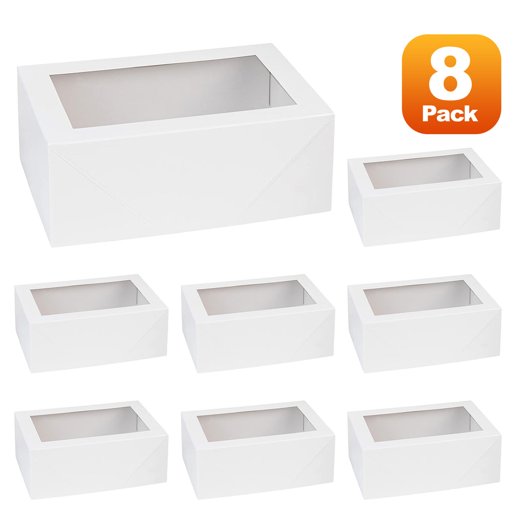 Premium Rectangular Bakery Boxes White 7.5X5X3" 8 Pack