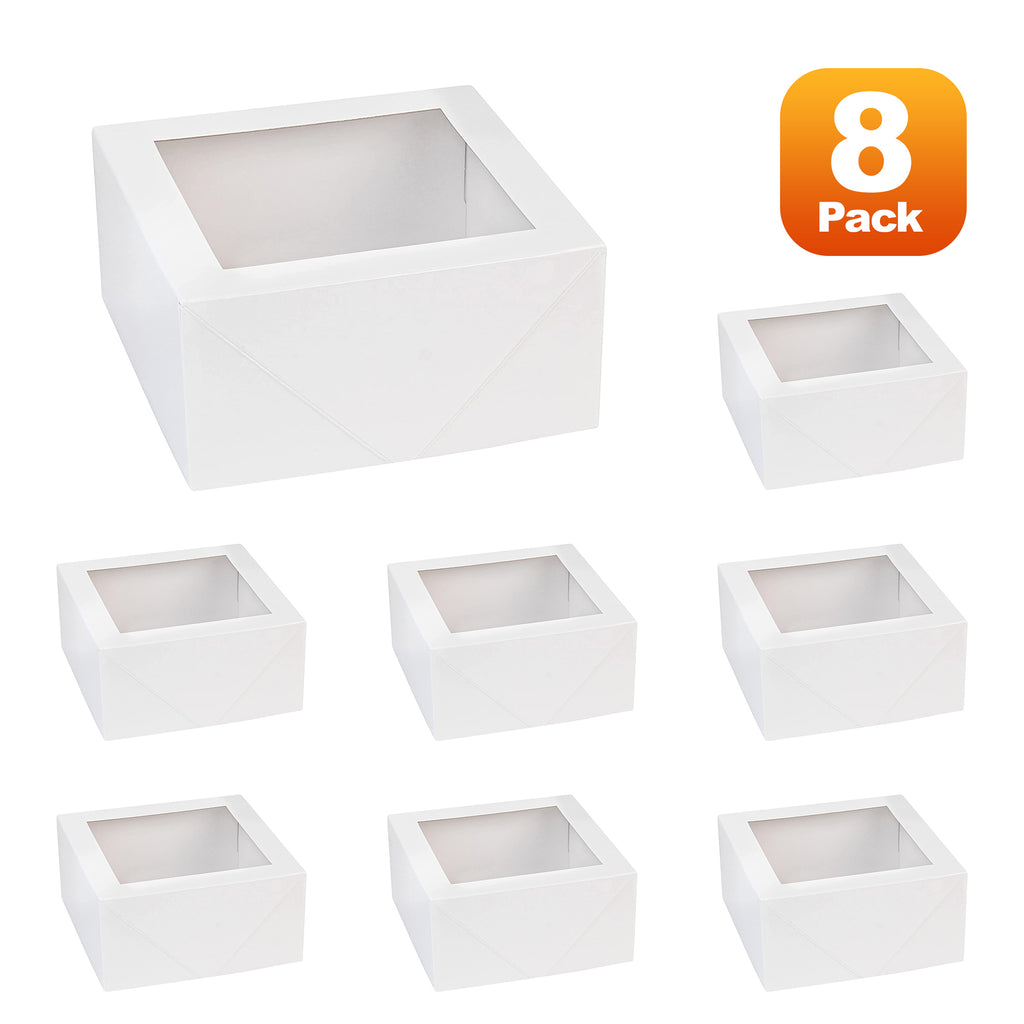 Square Bakery Boxes 8 Pack White 6X6X3"