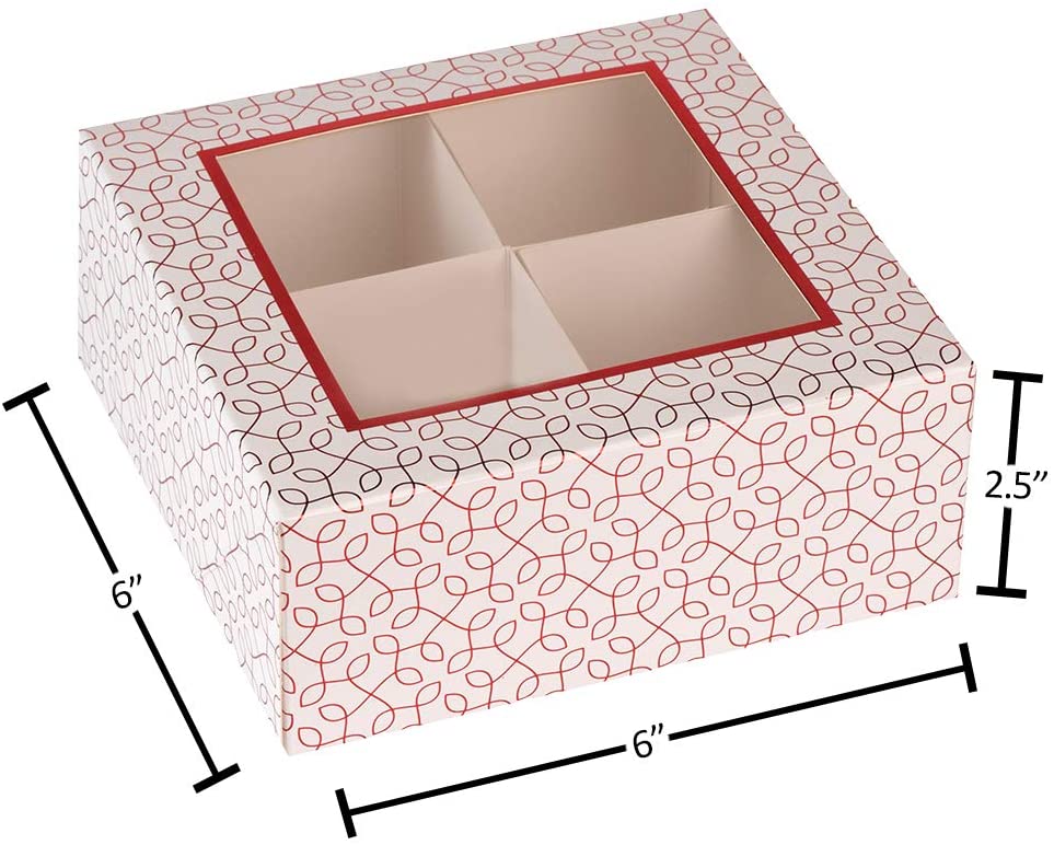 Window Box With Four Sections Red 6 Pack