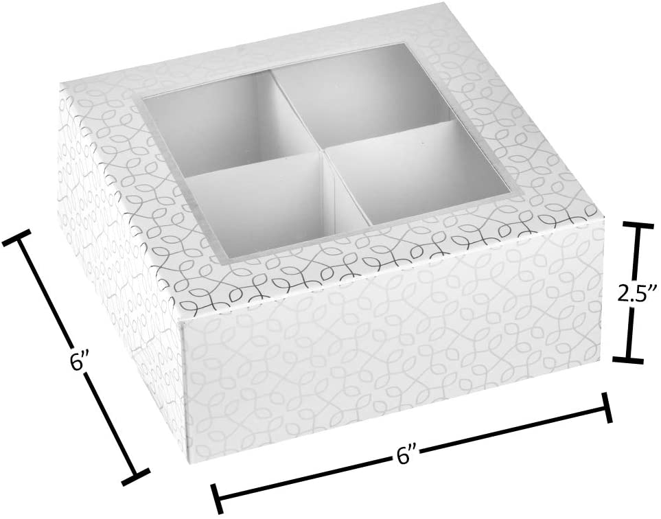 Window Box 6"X6"X2.5" Silver With Four Sections 6 Pack
