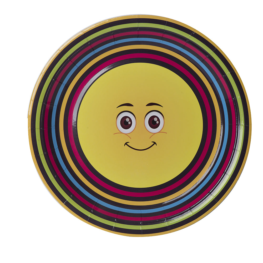Emoji Colorful Party Supplies 9" Disposable Round Paper Plates 50 Pack