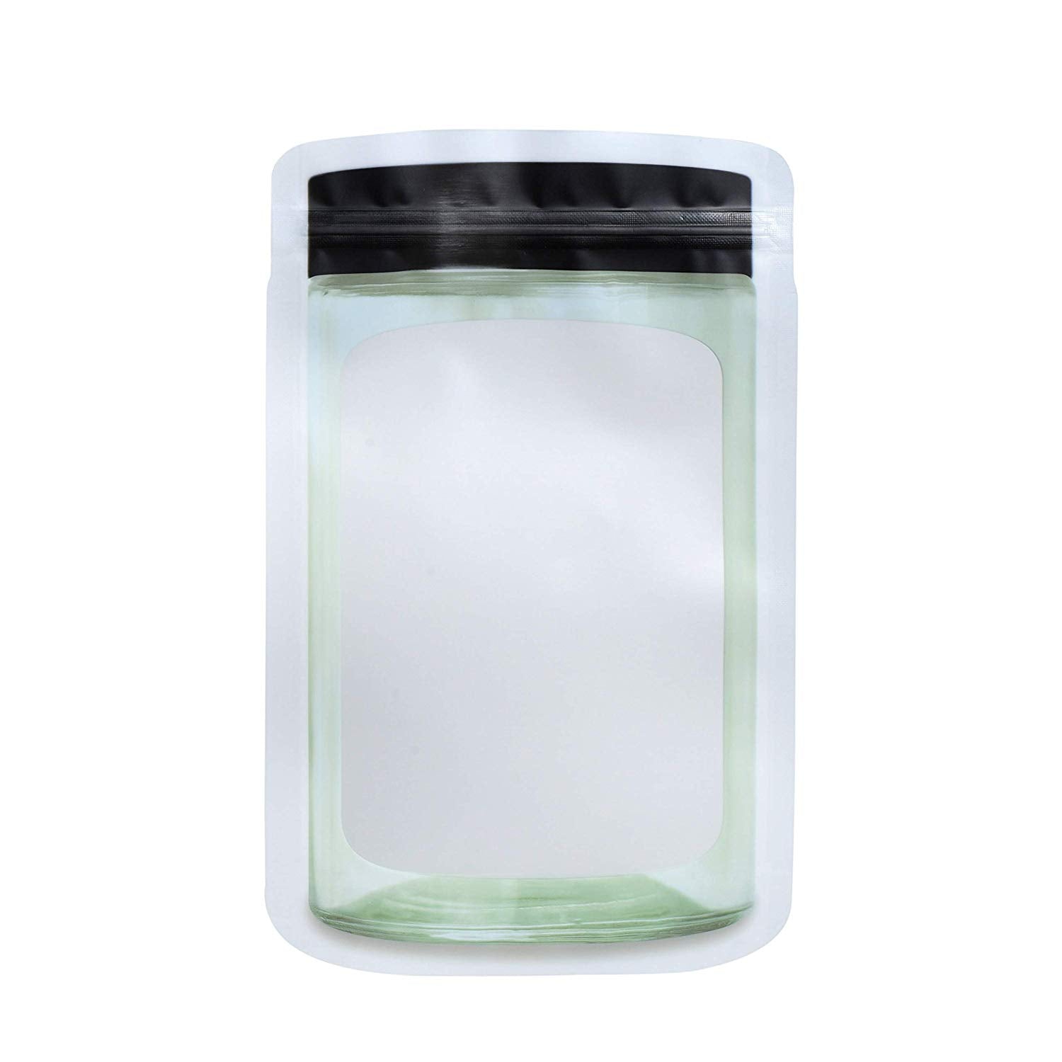 Jar Shape Zipper Airtight Black 5"X7.5" Seal Bag 10 Pack