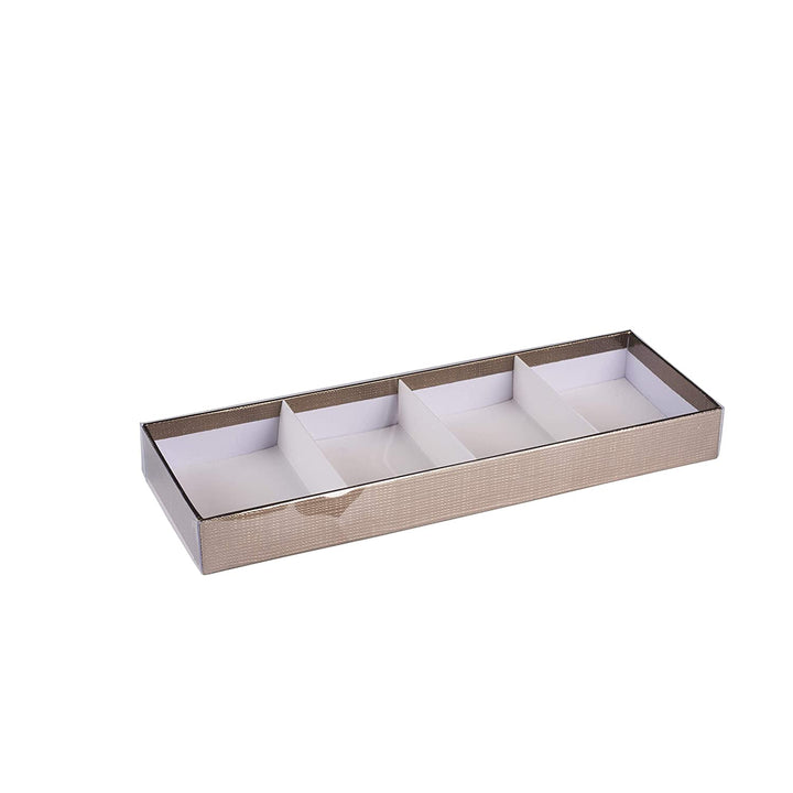 Four Section Gold Tray  4 Packs Gift Box With Clear Cover 11" X 3.75" X 1.25"