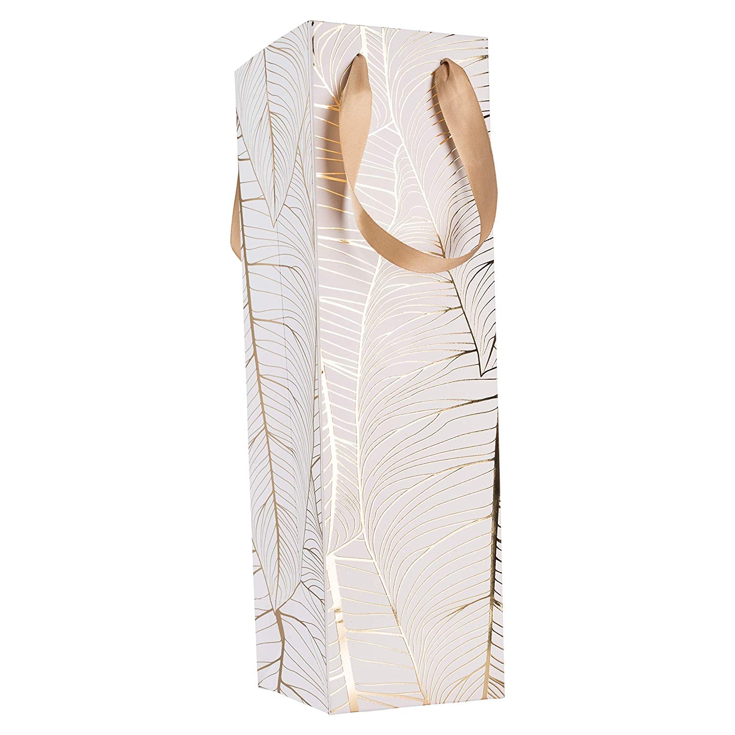 Leaf Design Gold Gift Bags 12 Pack Wine 14"X4"X4"